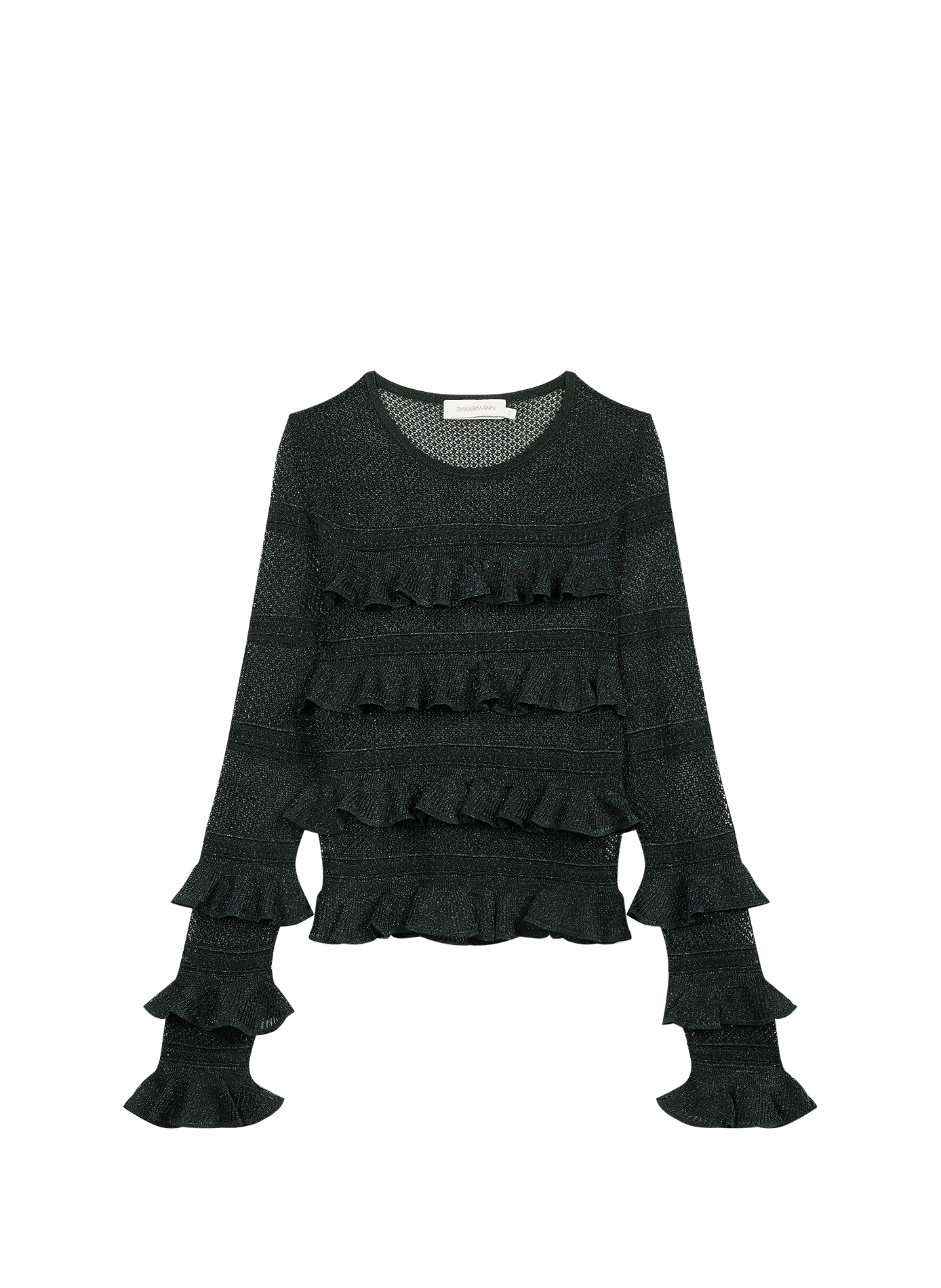 Pull ajusté métallisé col rond ZIMMERMANN Vert