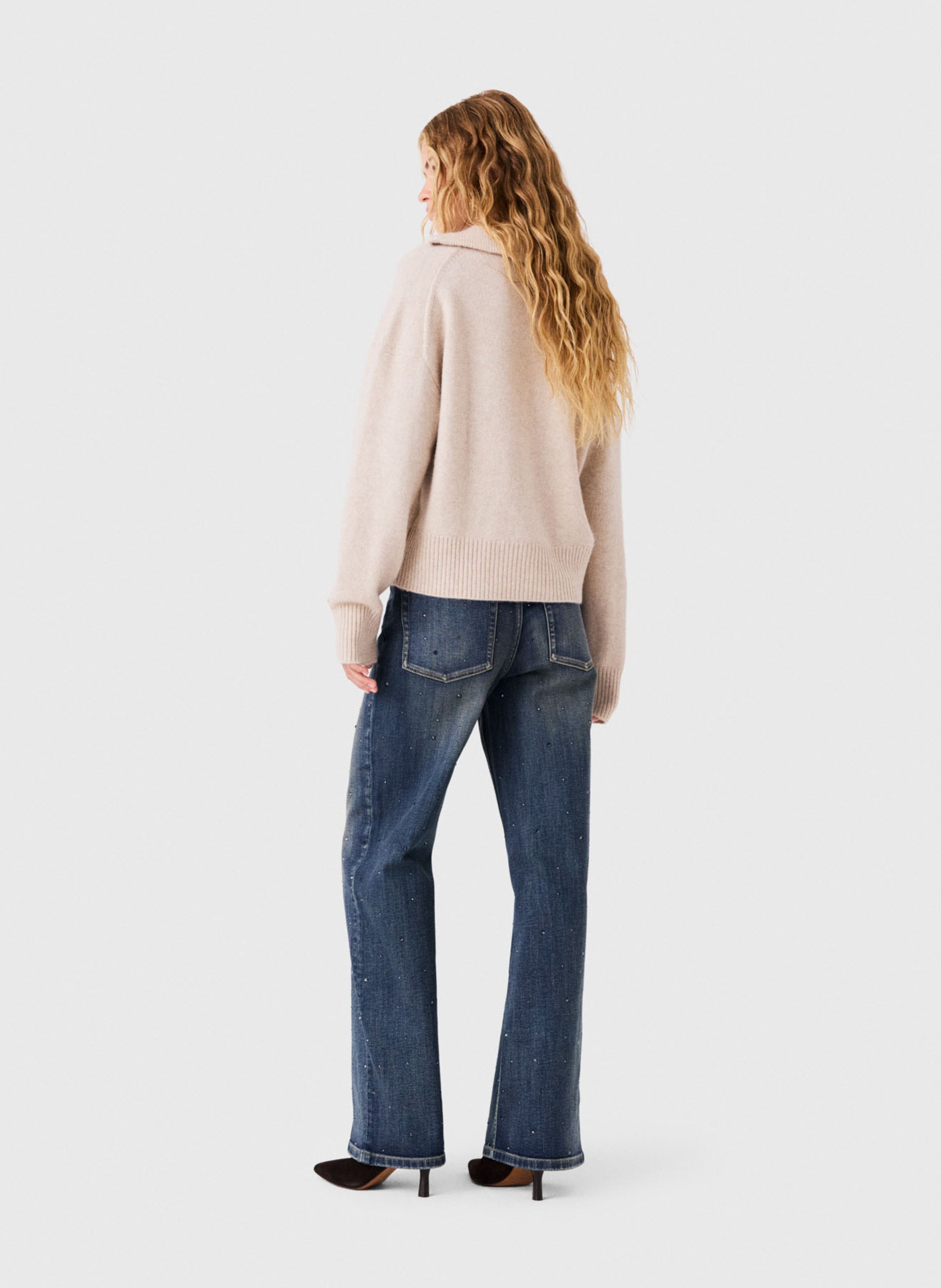 Jean large taille haute en coton mélangé MAJE Bleu