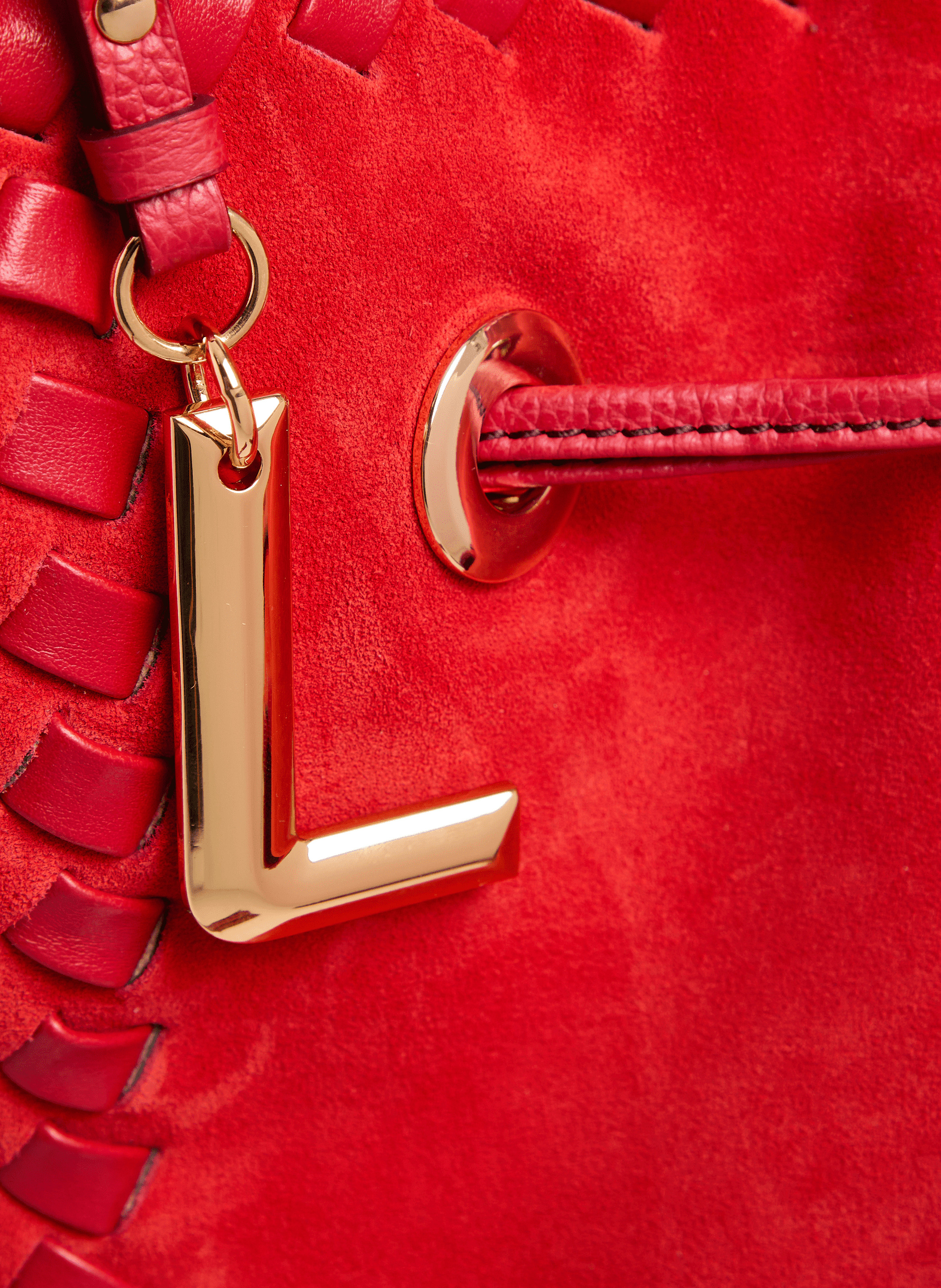 Sac seau premier flirt de lancel en animation 150y whipstitched : cuirs de vachette suede & graine LANCEL Rouge