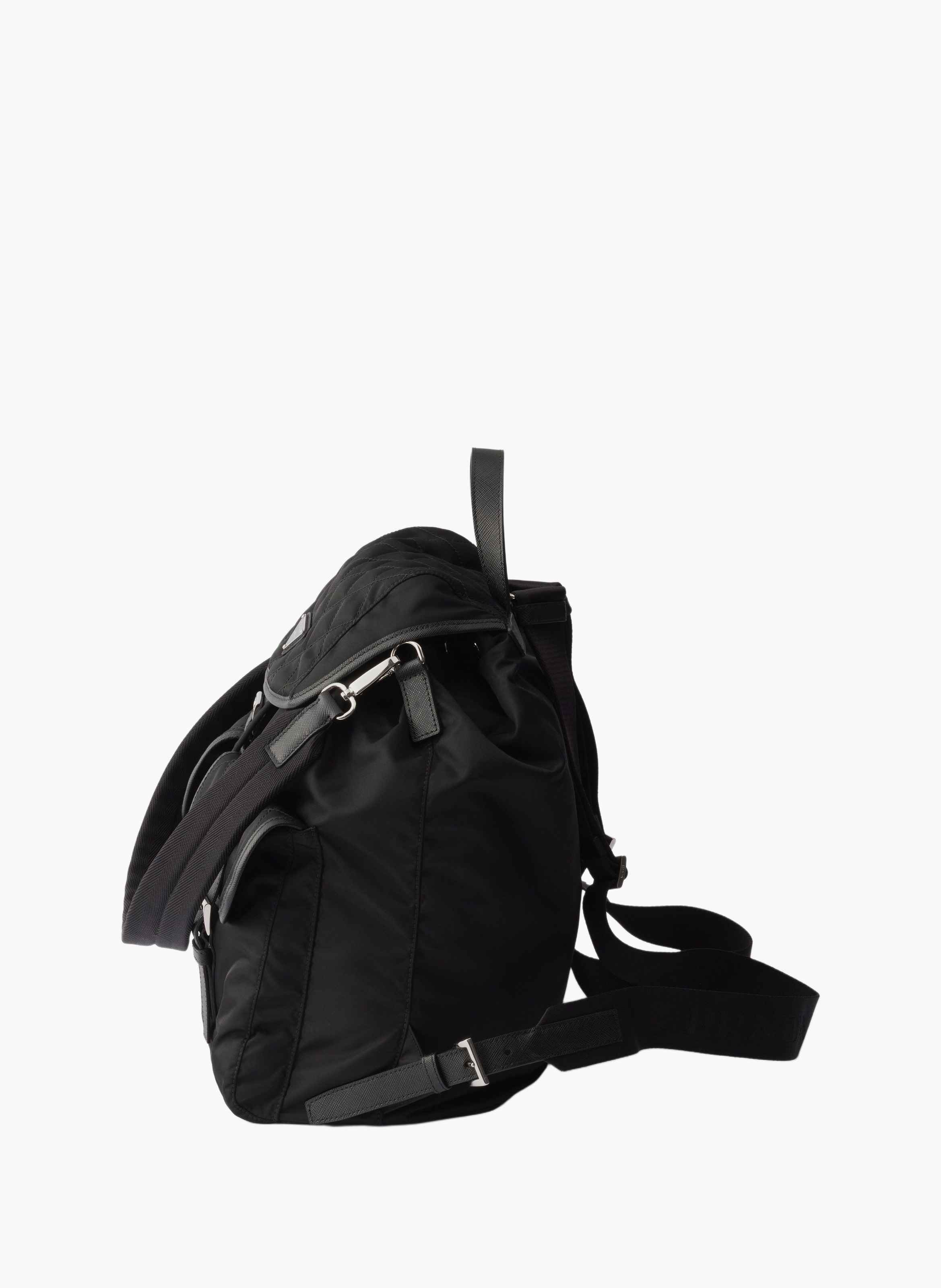 Sac à dos en re-nylon et cuir PRADA Noir
