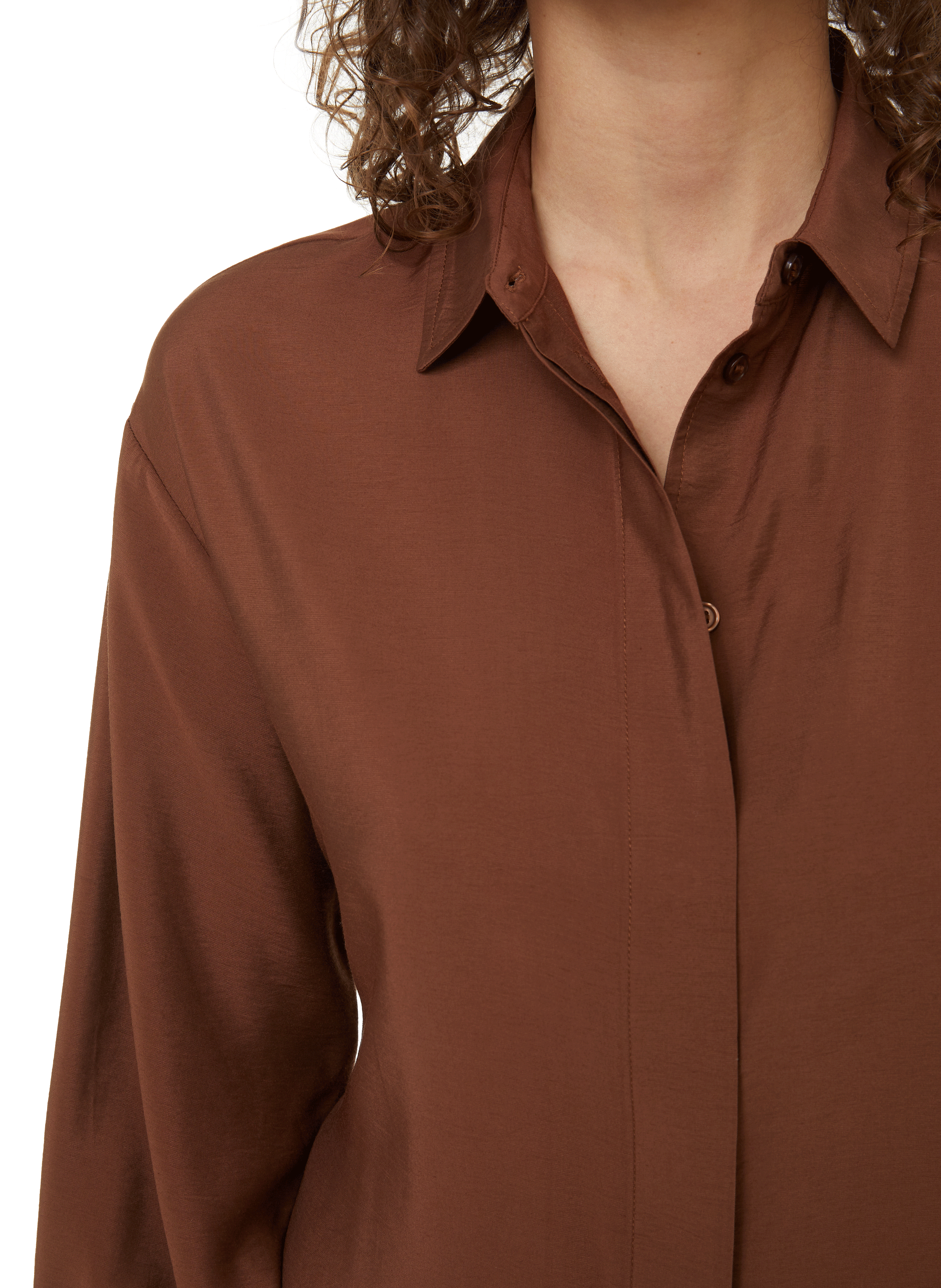 Robe chemise satinée SAMSOE SAMSOE Marron