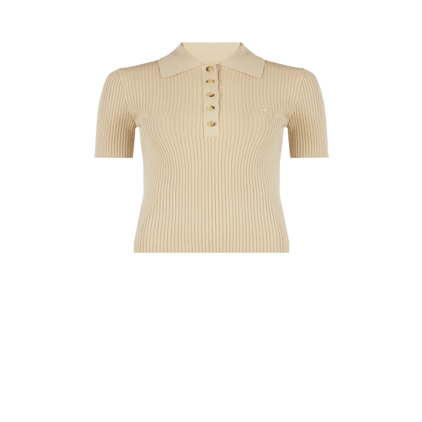 Shop Courrèges Ribbed Polo Shirt In Beige