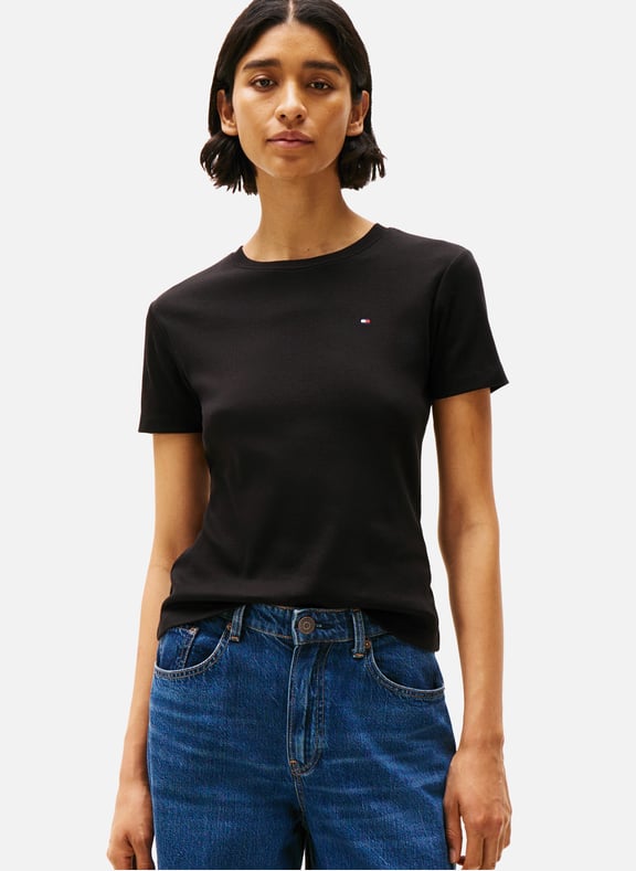 T-shirt rayé en coton Noir by TOMMY HILFIGER TOMMY HILFIGER T-shirt rayé en coton Noir