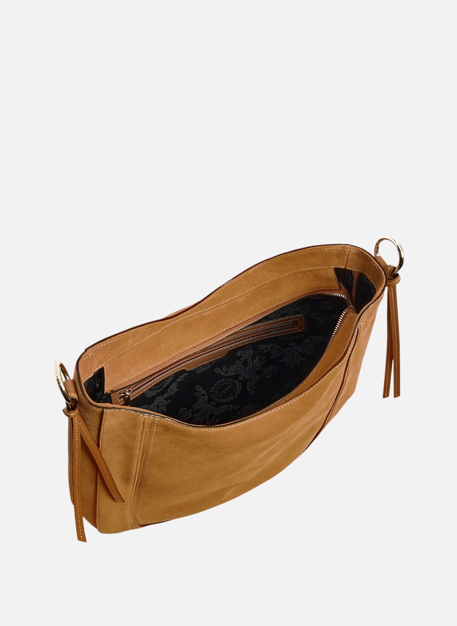 Sac hobo moyen modèle ella en cuir grainé et nubuck LE TANNEUR Marron