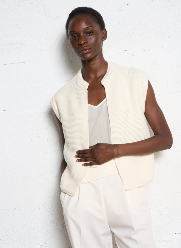 Gilet sans manches en coton mélangé sonny Beige by MAISON 123 MAISON 123 Gilet sans manches en coton mélangé sonny Beige
