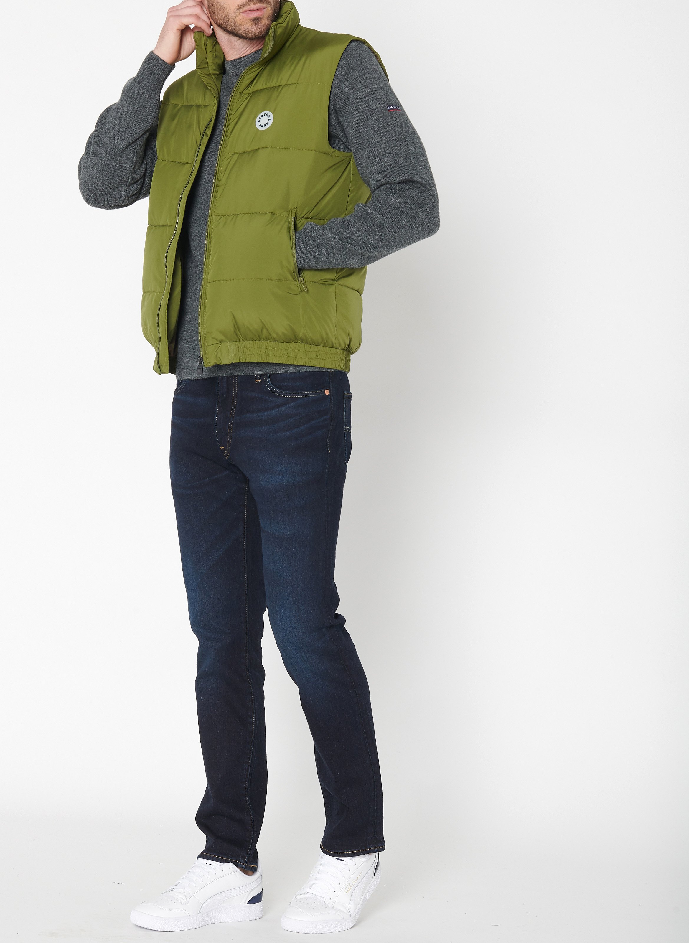 Pull col rond regular-fit en laine ARMOR-LUX Gris