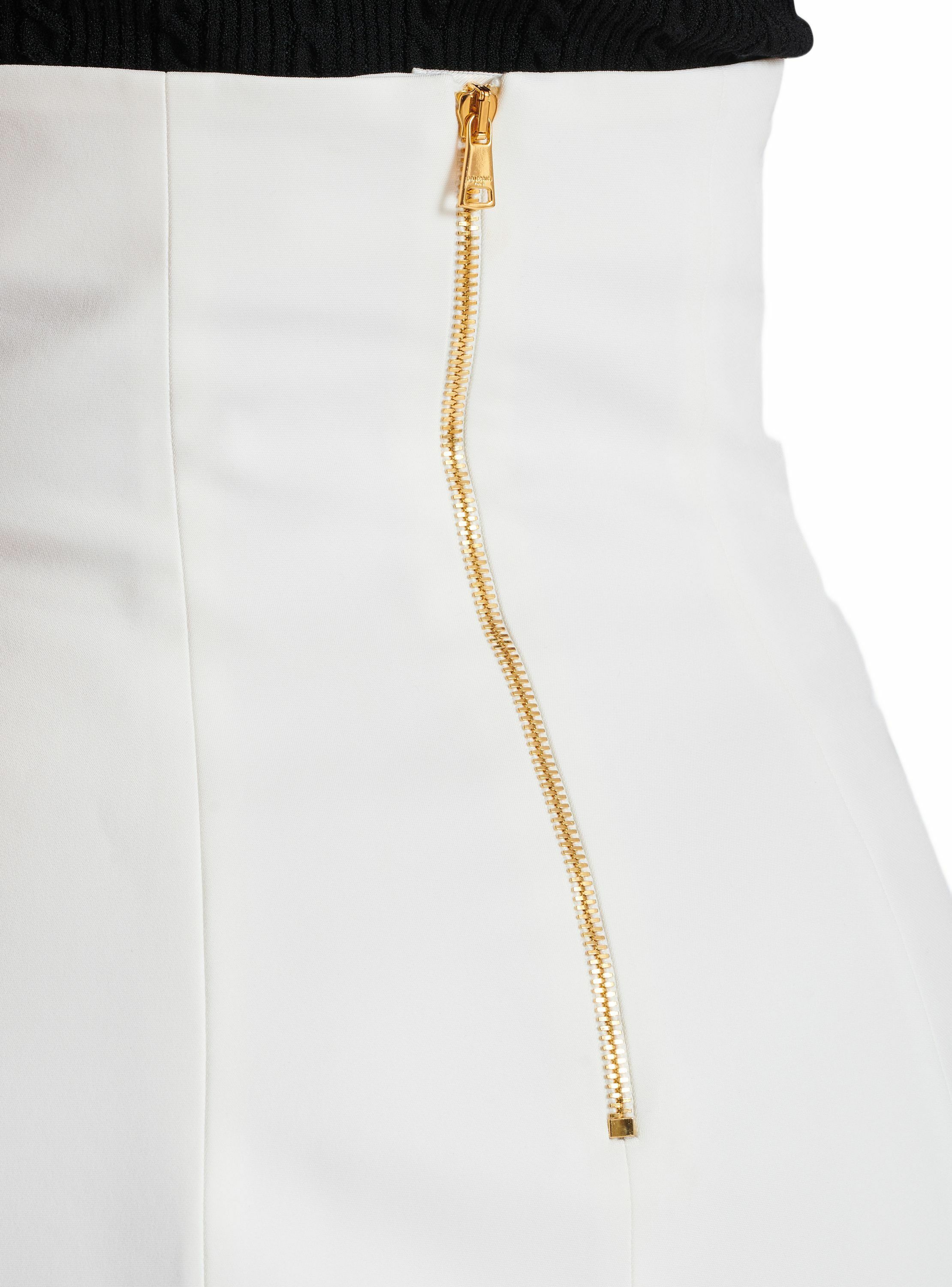 Jupe tulipe en double crêpe à boutons BALMAIN Blanc