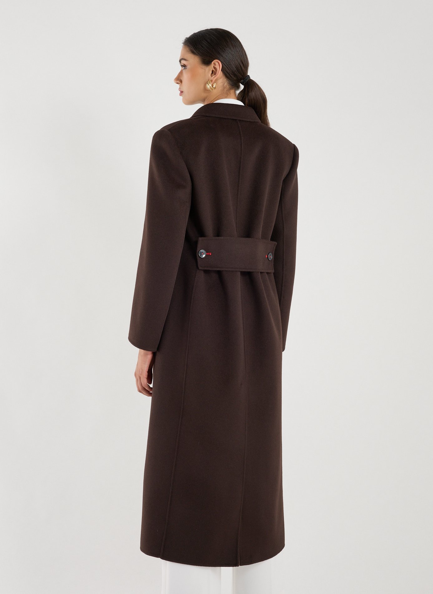 Manteau long en laine et cachemire VICTORIA BECKHAM Marron