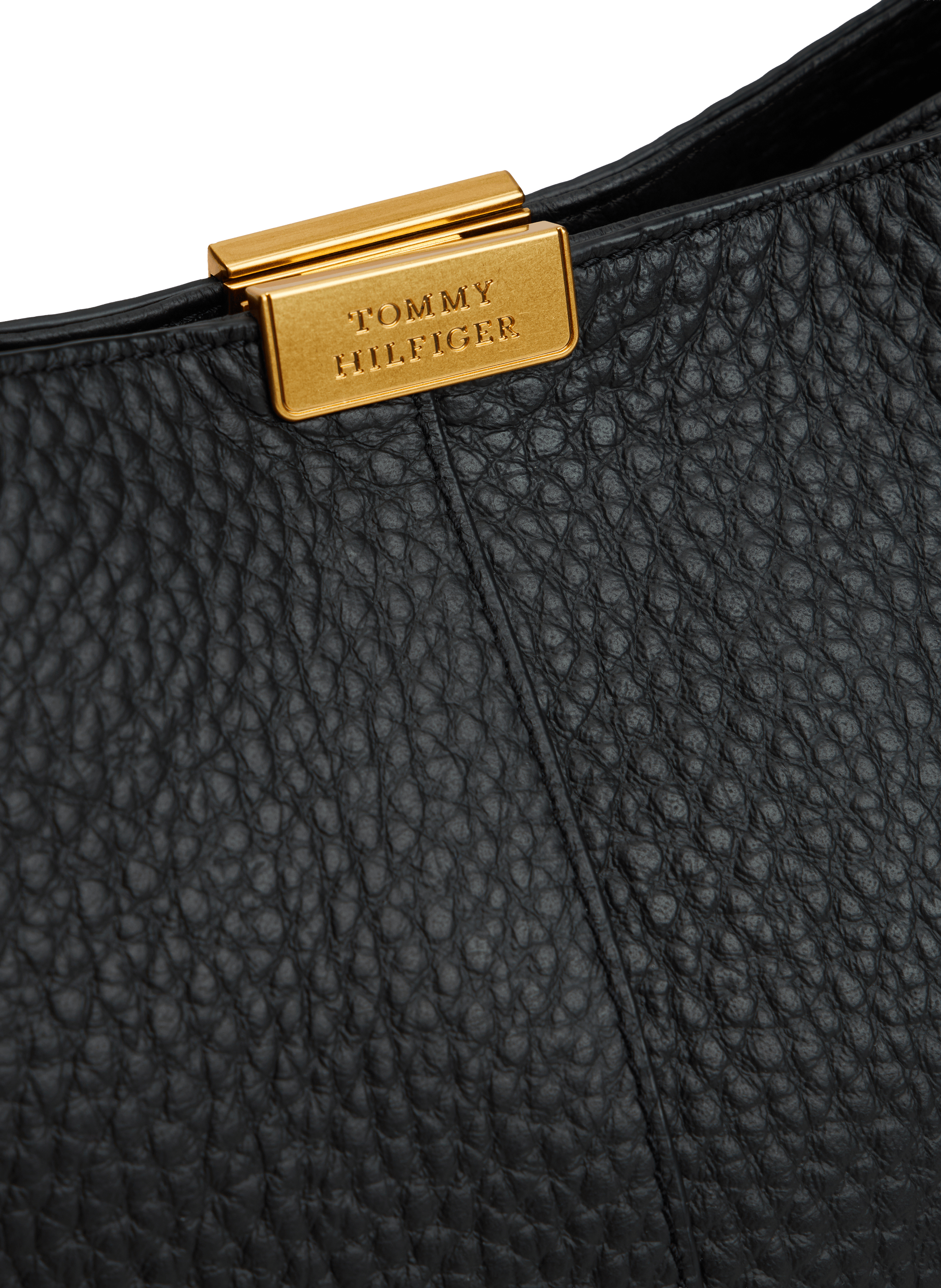 Grained leather shoulder bag TOMMY HILFIGER Black