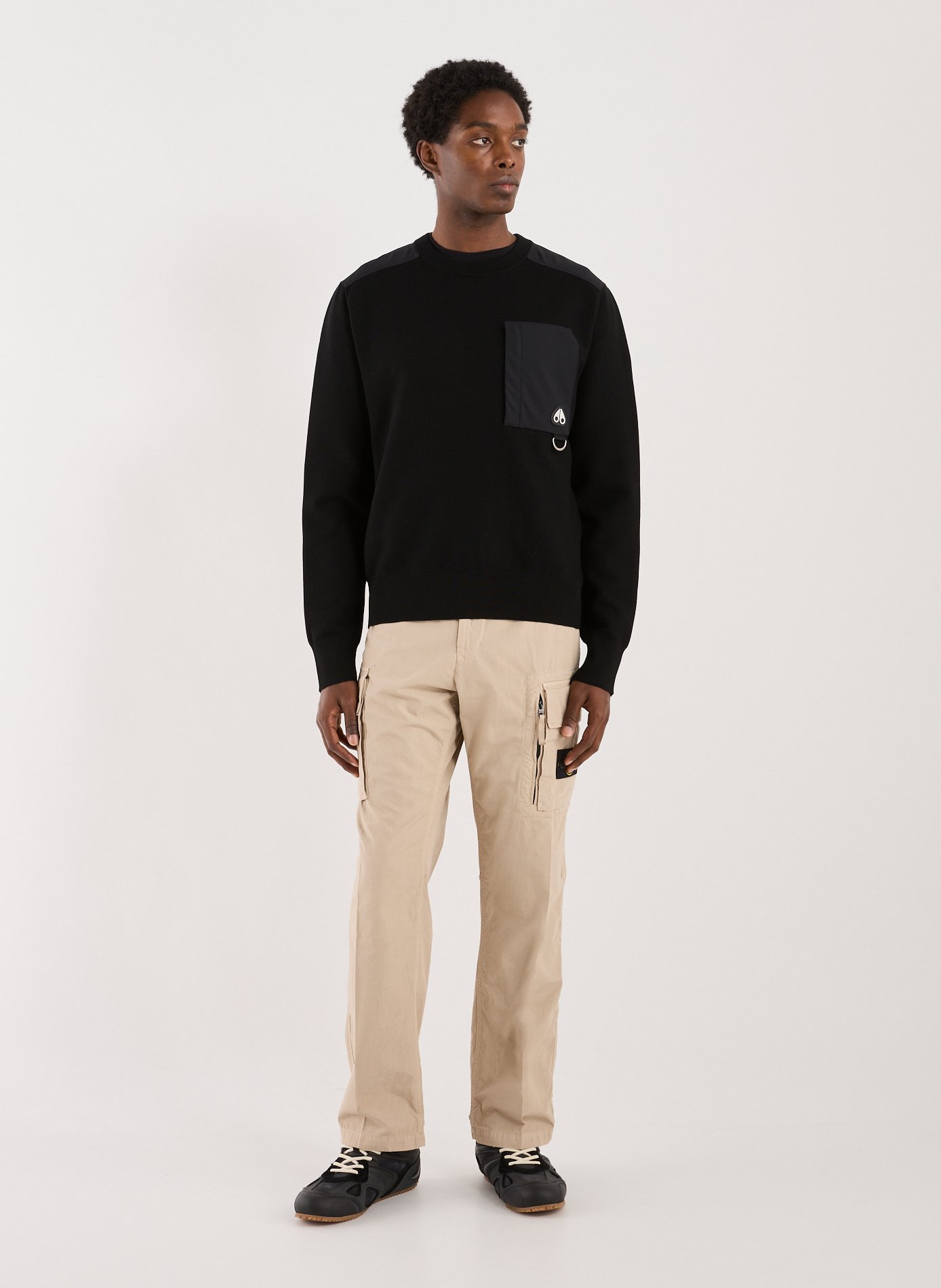 Textured Bi-material Sweatshirt MOOSE KNUCKLES Black