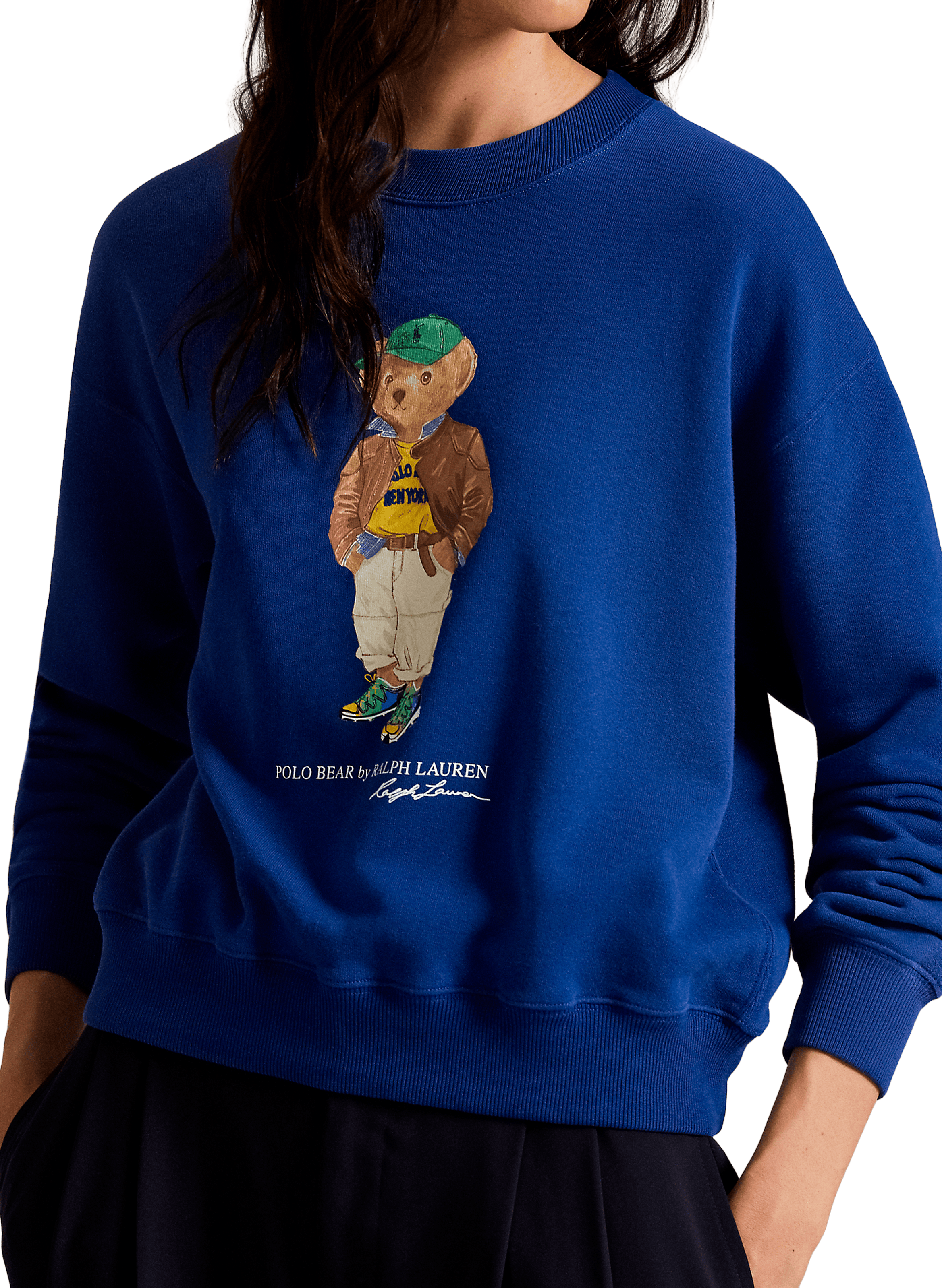 Pull col rond en coton mélangé POLO RALPH LAUREN Bleu