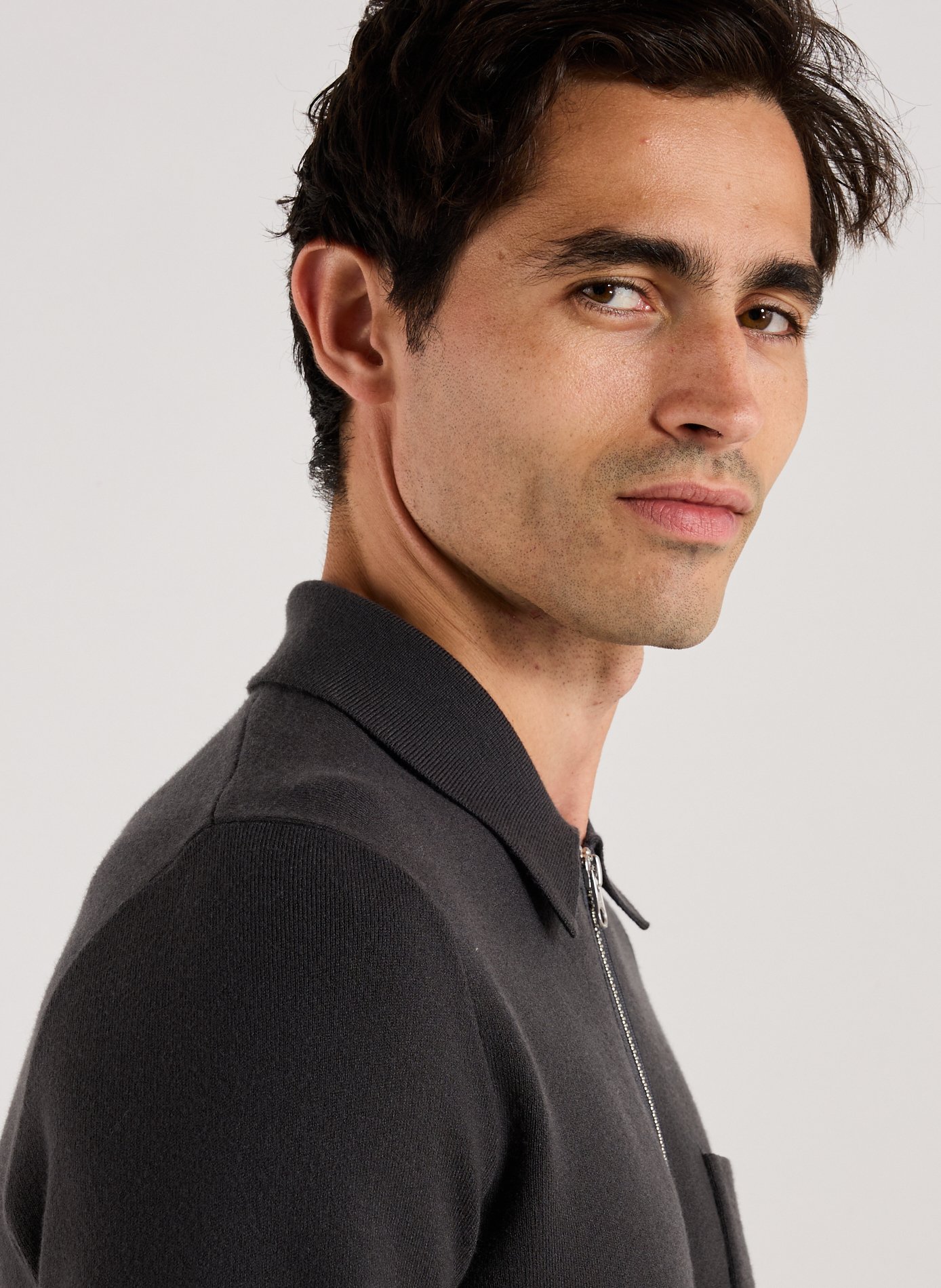 Pull polo droit SAMSOE SAMSOE Gris