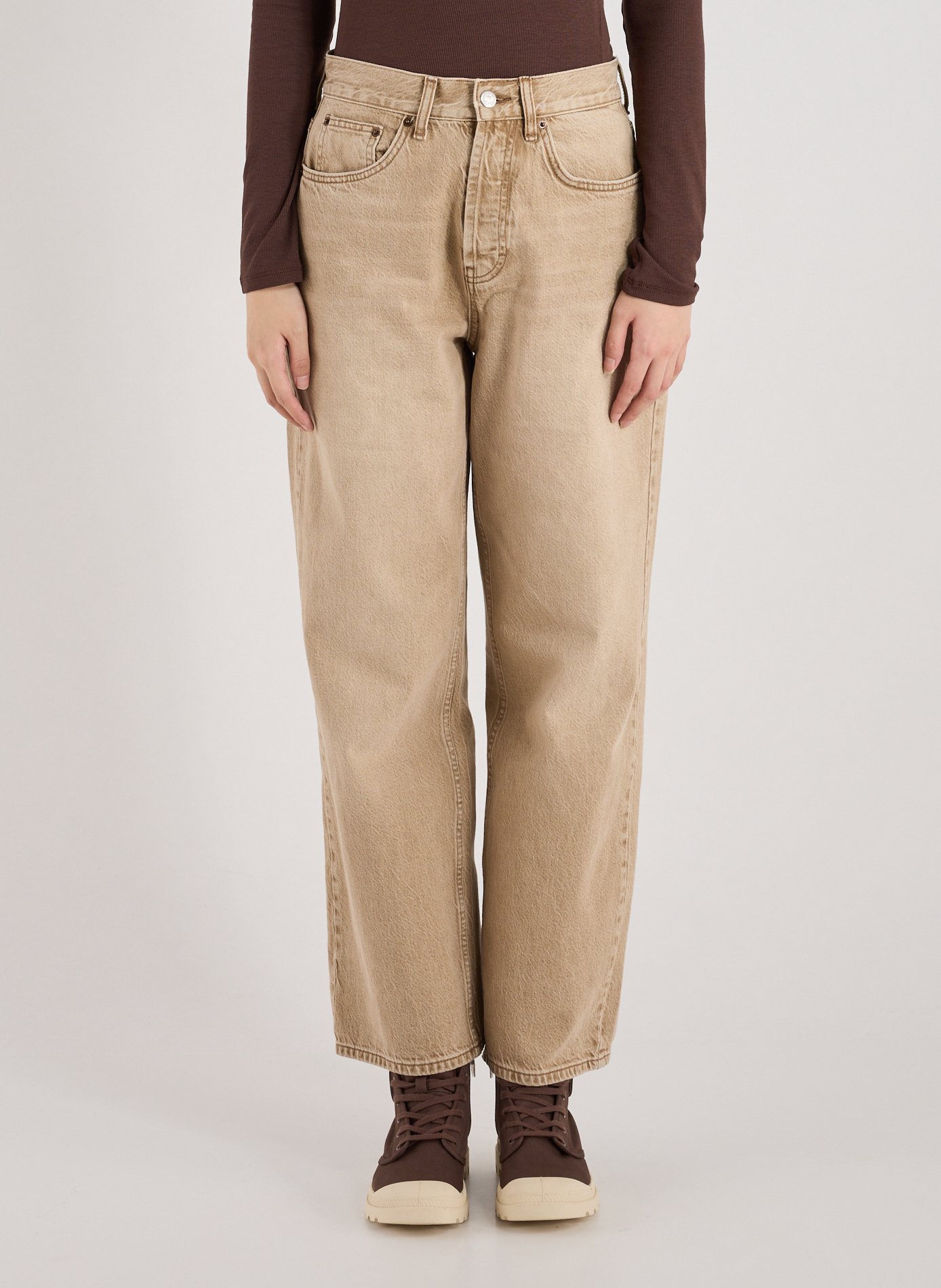 TOPSHOP Jean ample en coton Beige