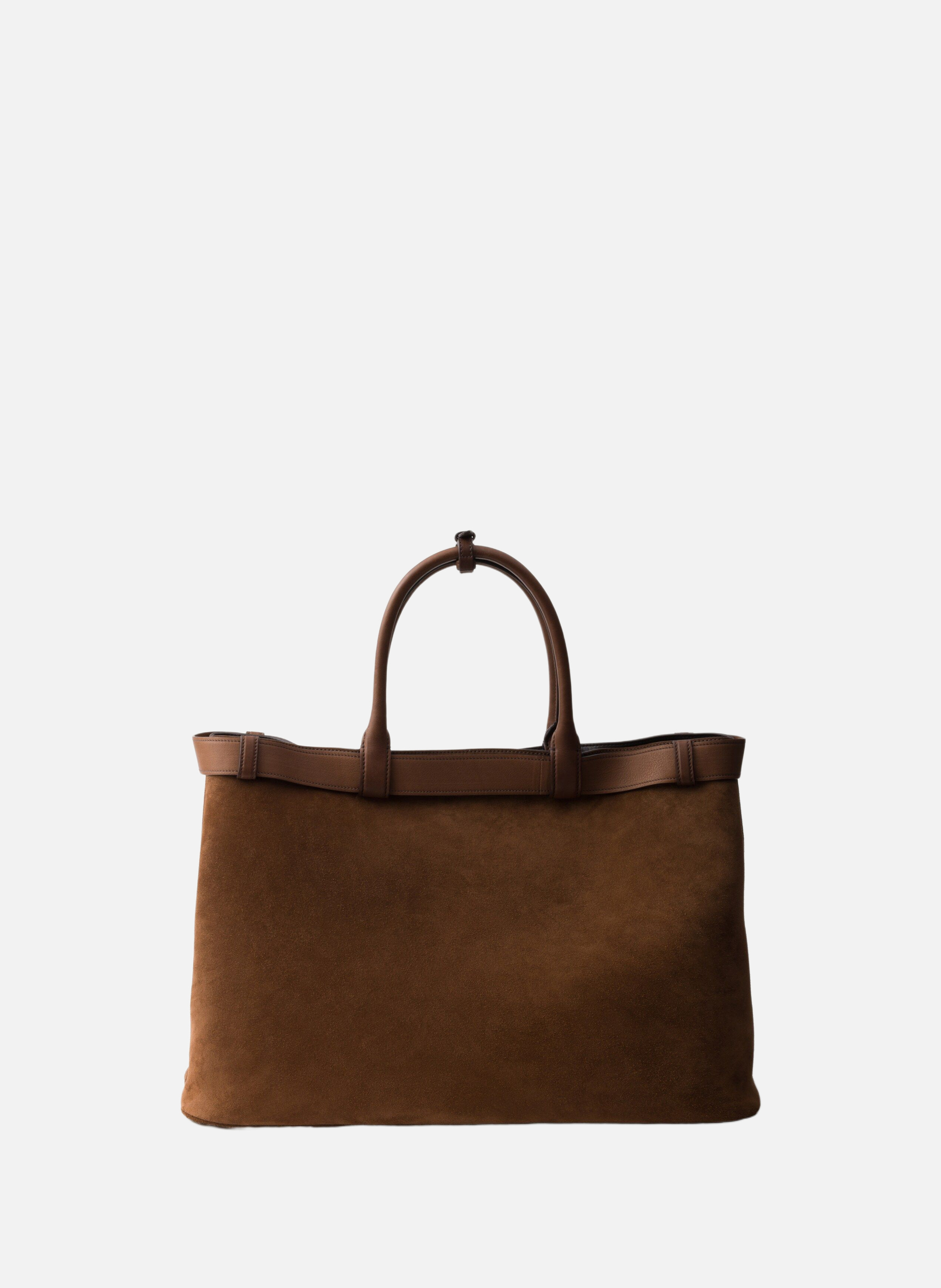 Sac prada buckle en suède avec ceinture PRADA Marron
