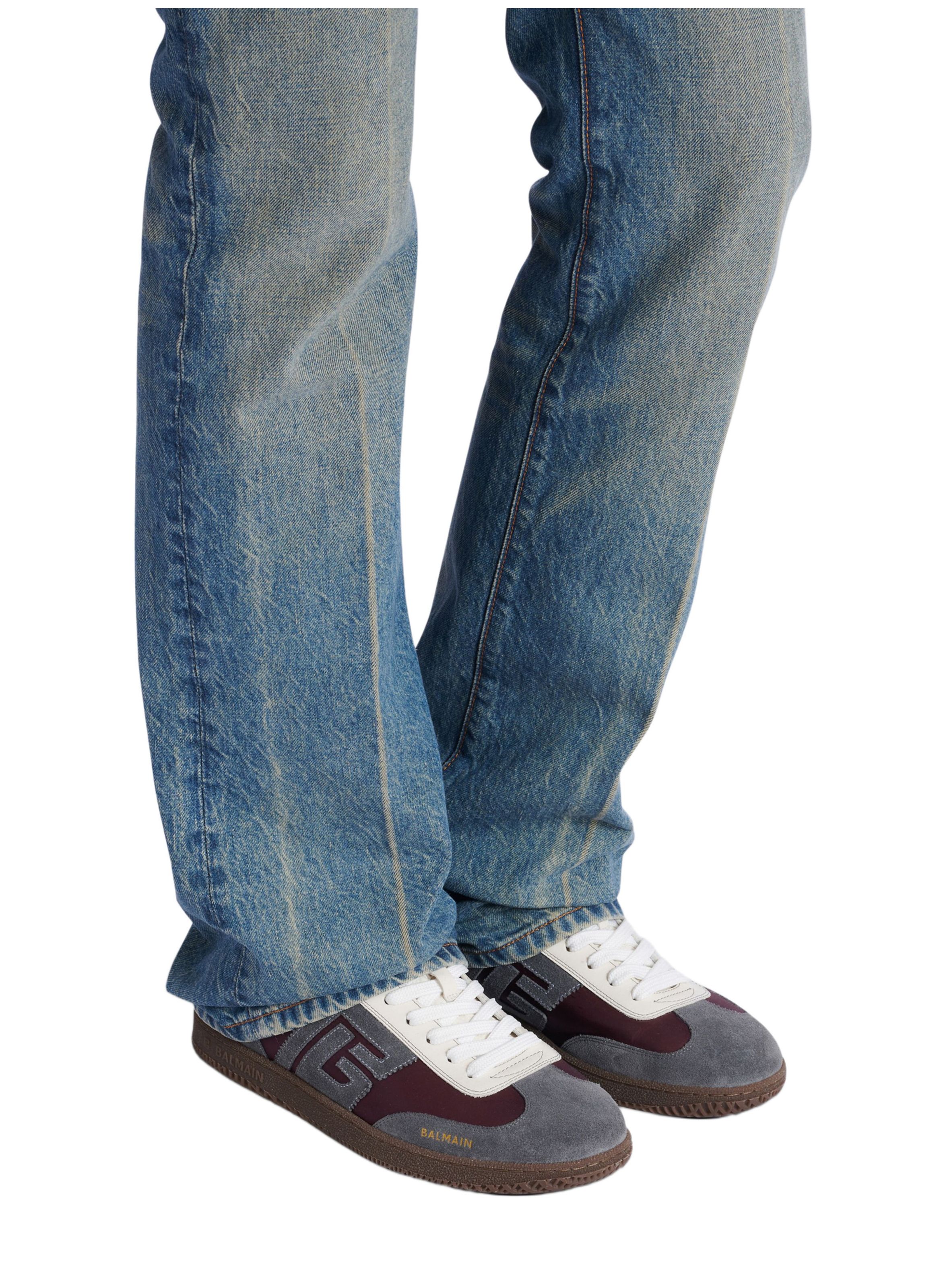 Baskets balmain swan en daim et nylon BALMAIN Rouge