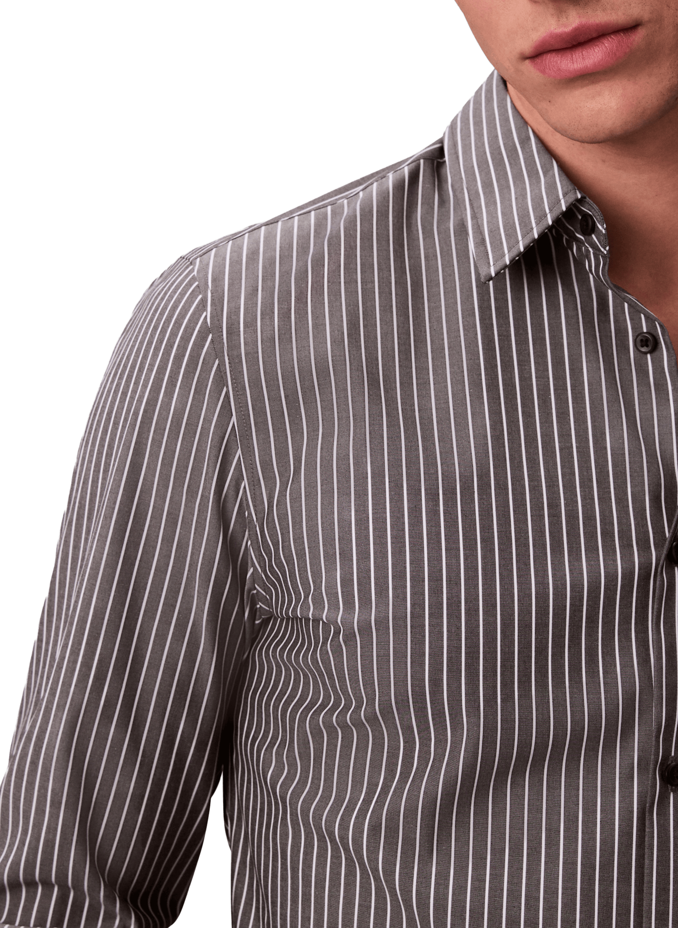 Chemise slim à rayures en coton mélangé CALVIN KLEIN Noir