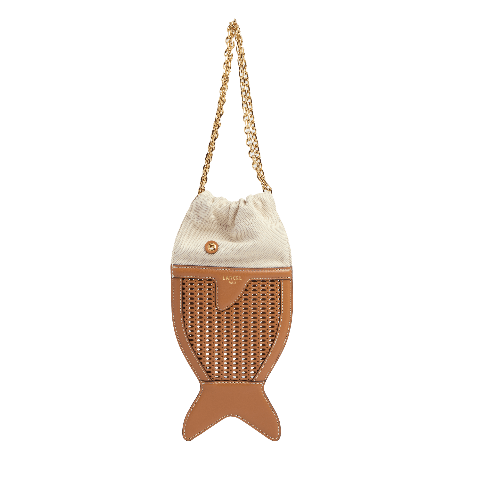 Pochette funny fish capsule lancel beach en cuir LANCEL Marron