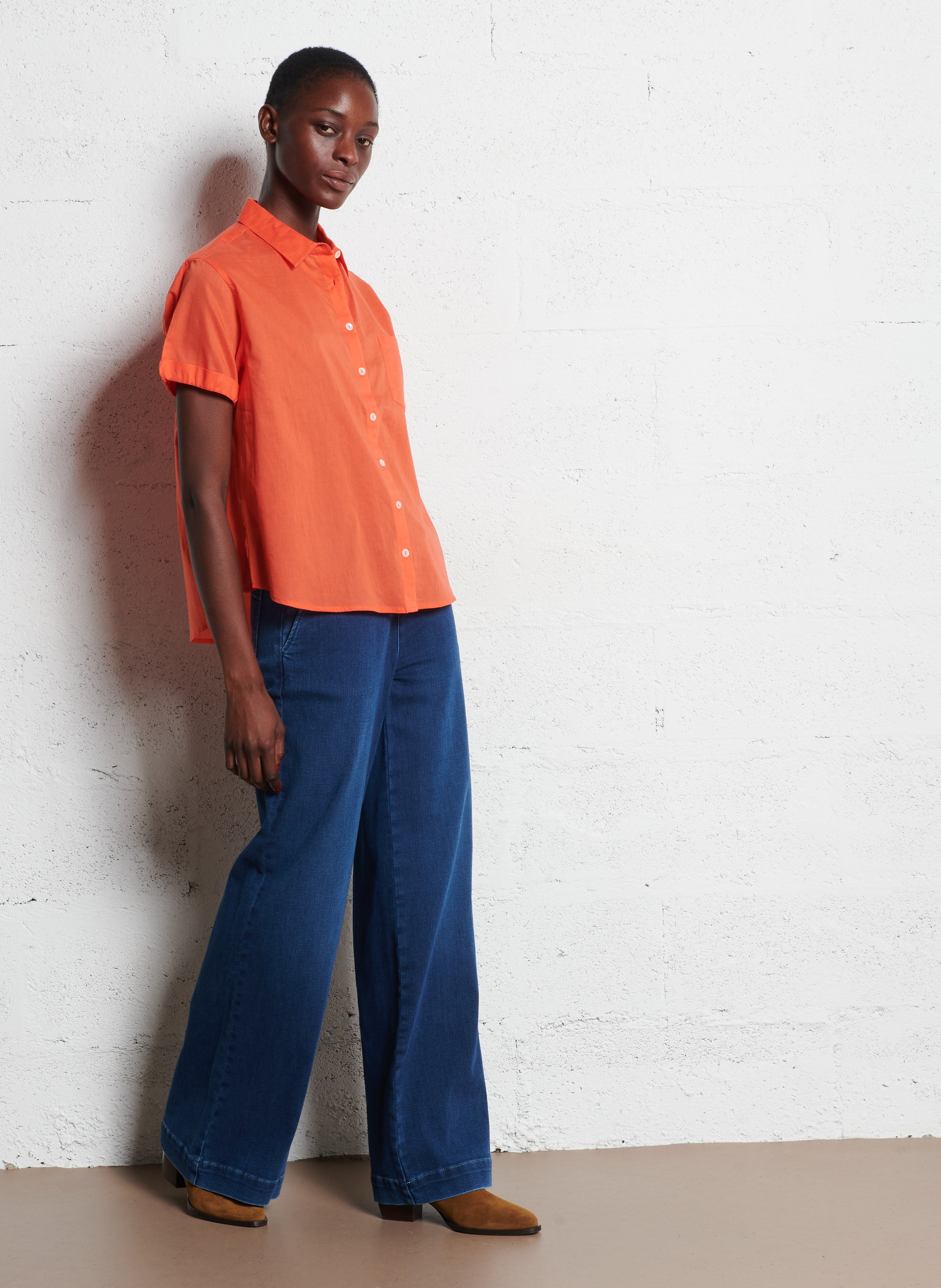 Chemise col classique en coton soline MAISON 123 Orange