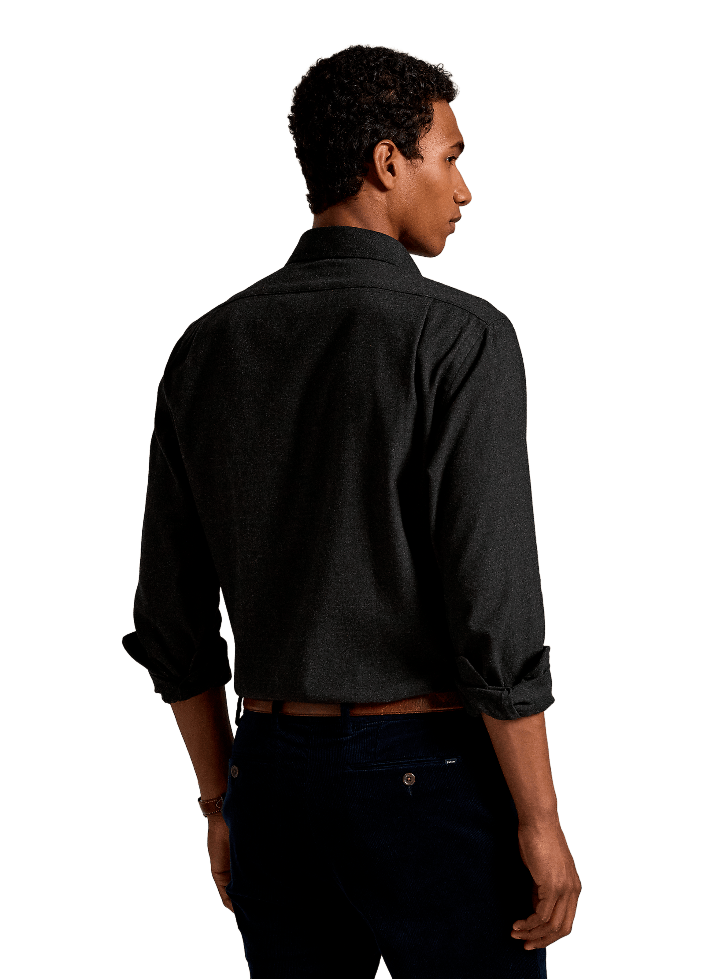 Chemise col classique en coton mélangé POLO RALPH LAUREN Gris