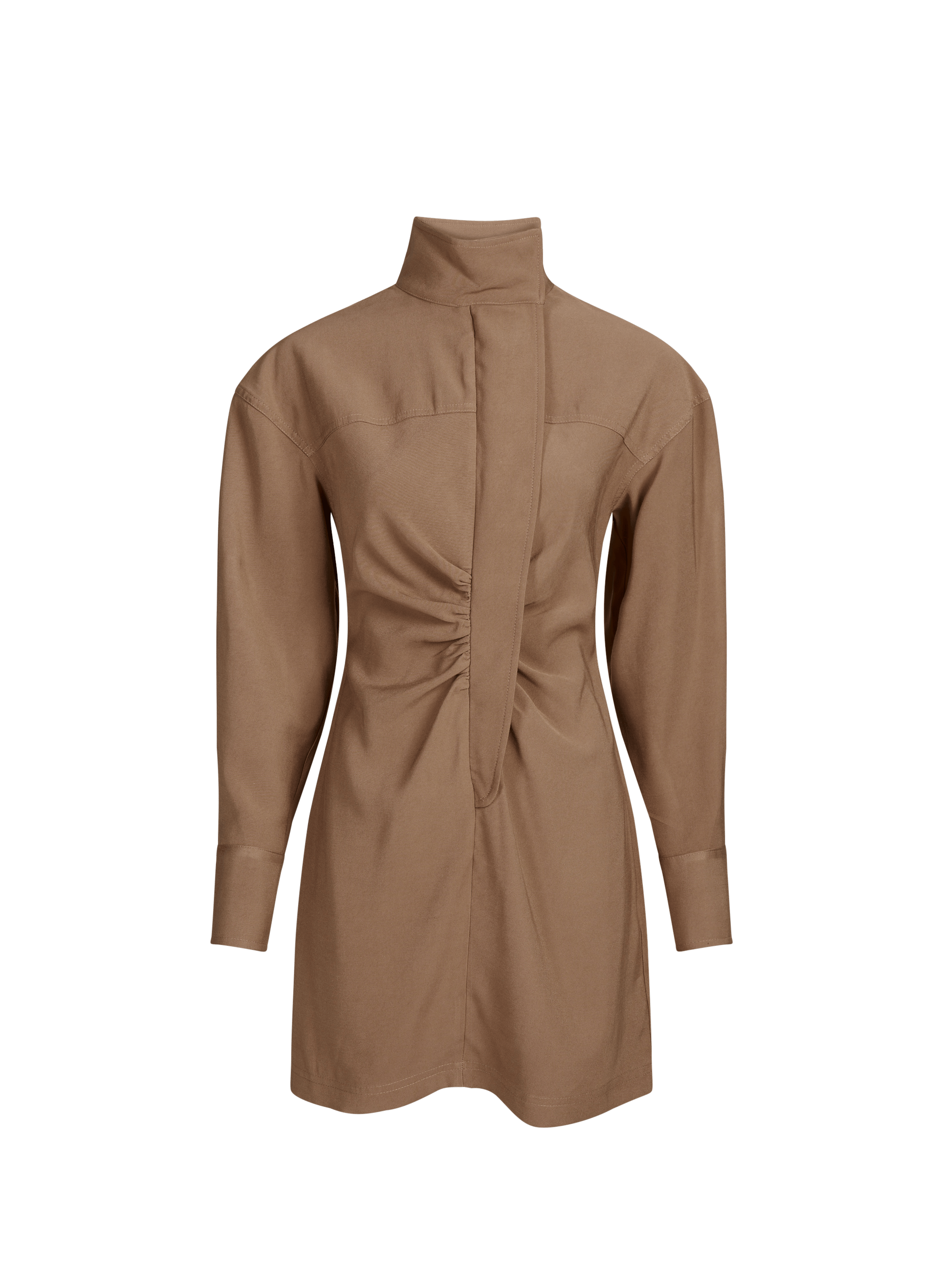 Kurzes Kleid mit langen Ärmeln und Stehkragen TOPSHOP Braun