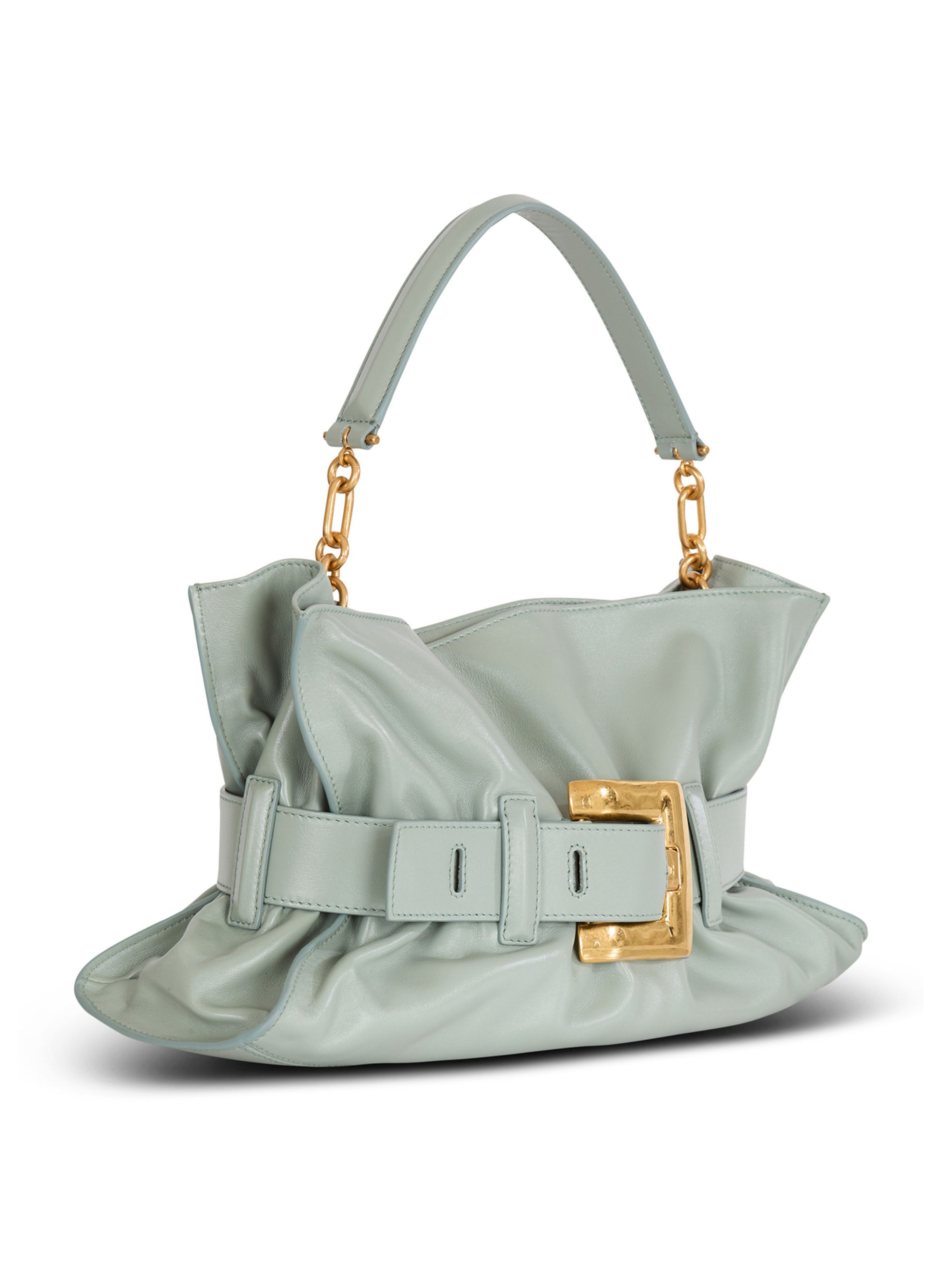 Sac anthem médium en cuir de veau BALMAIN Vert