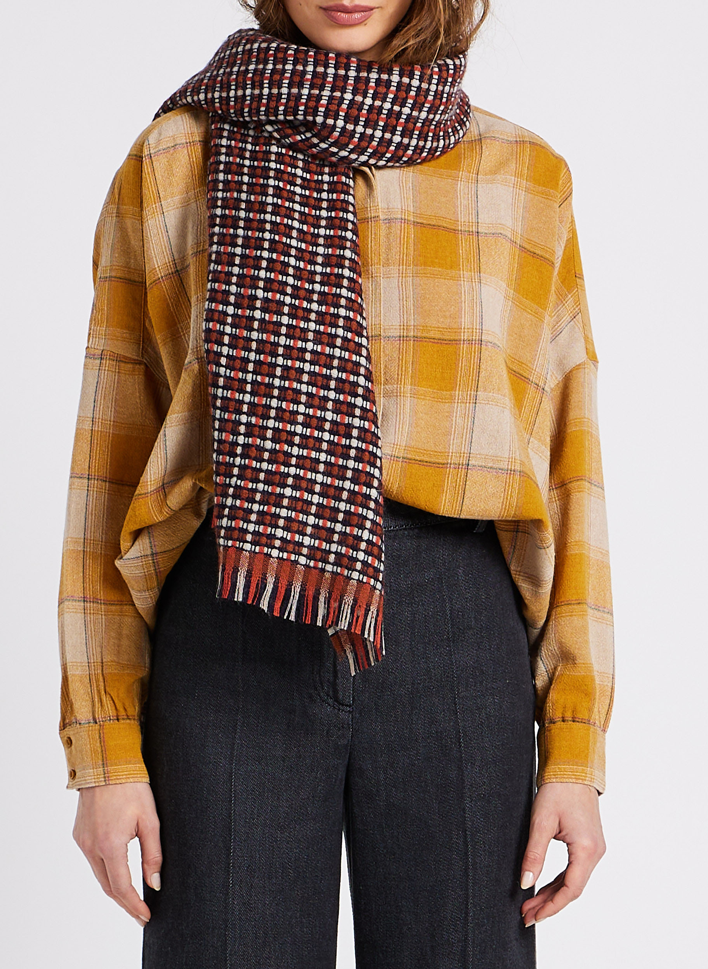 Echarpe tissée en laine mélangée pio SESSUN Marron