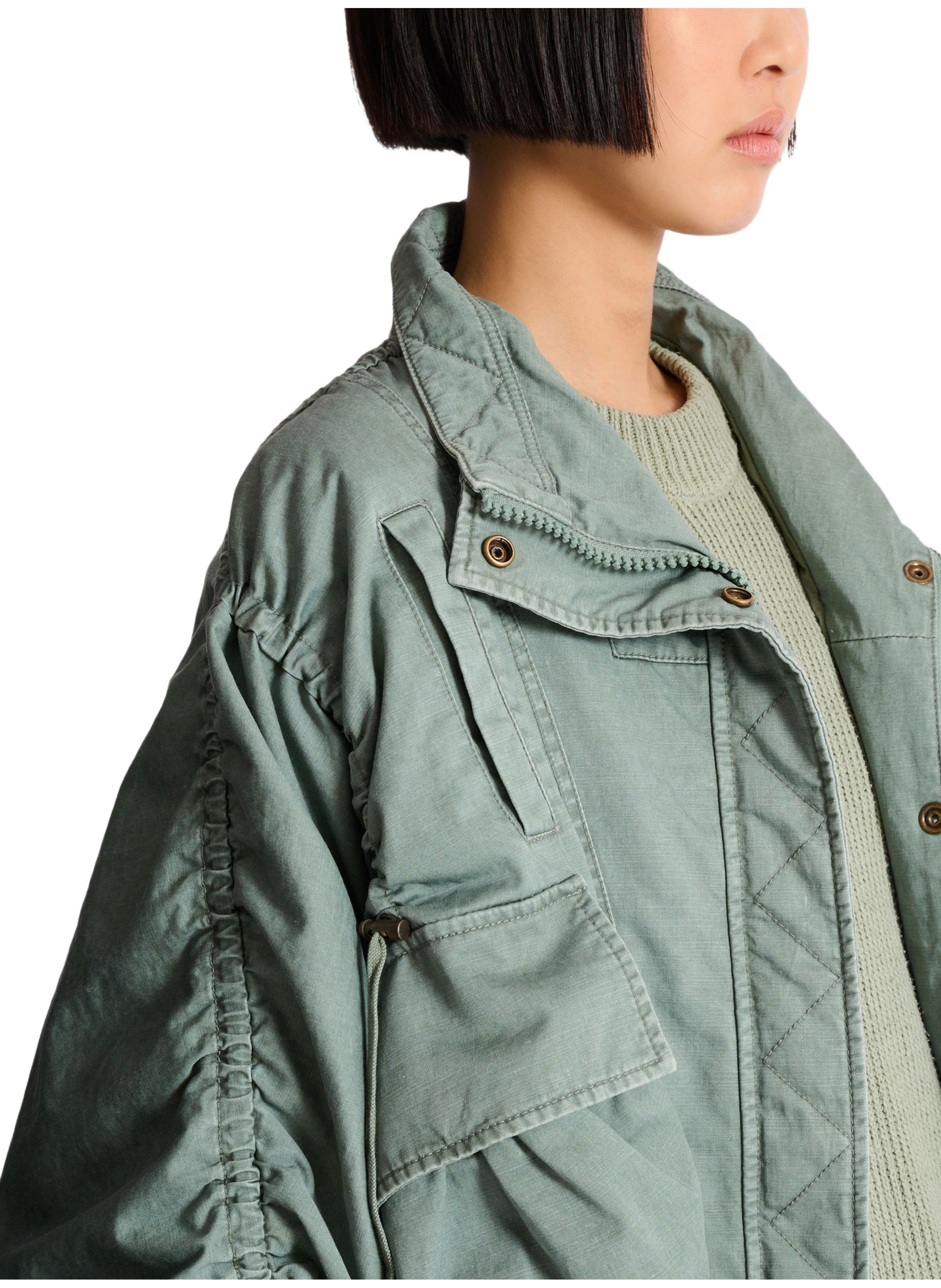 Parka en gabardine de coton BALMAIN Vert
