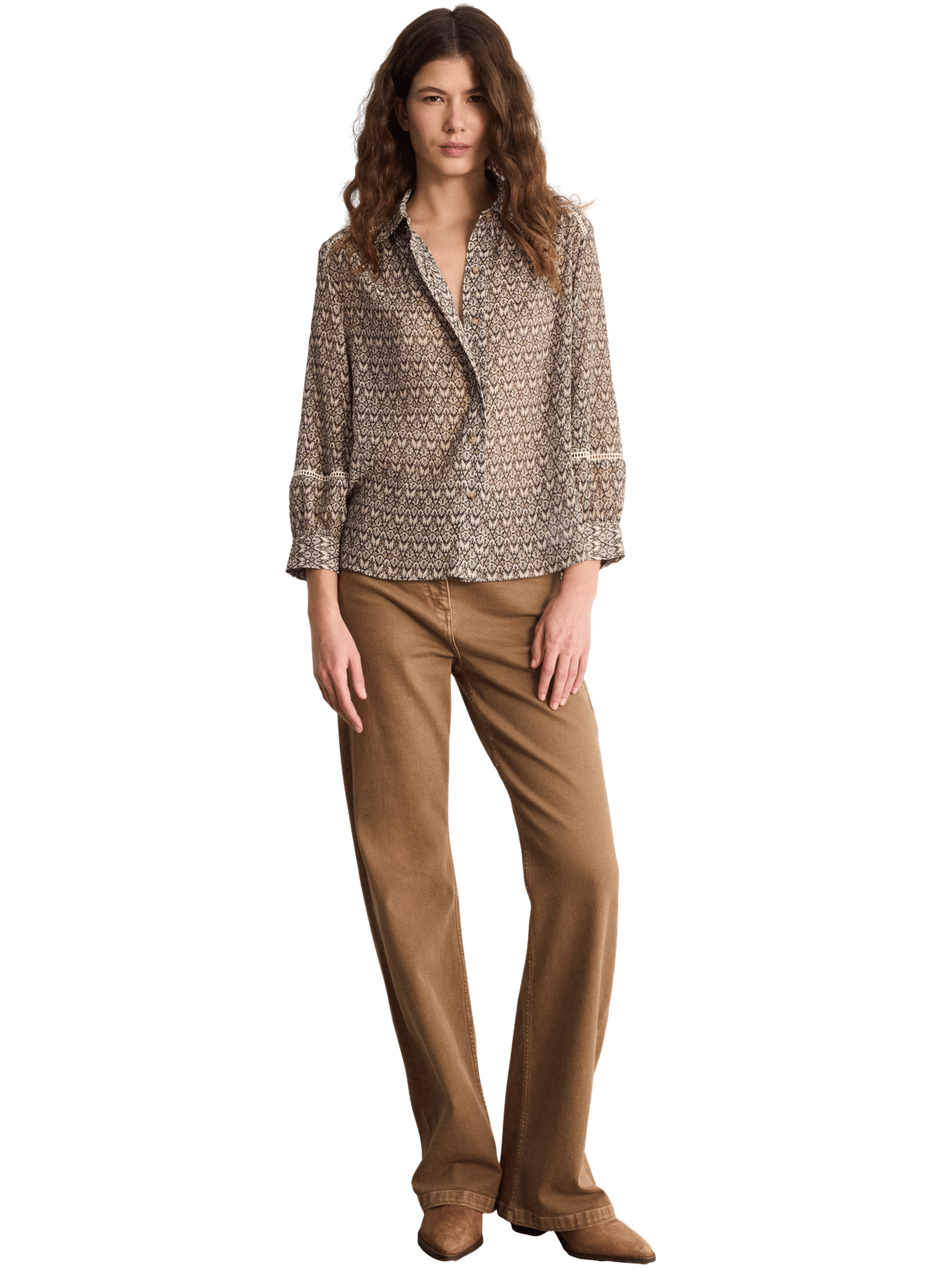 Chemise en mousseline imprimée - clarine PABLO Beige