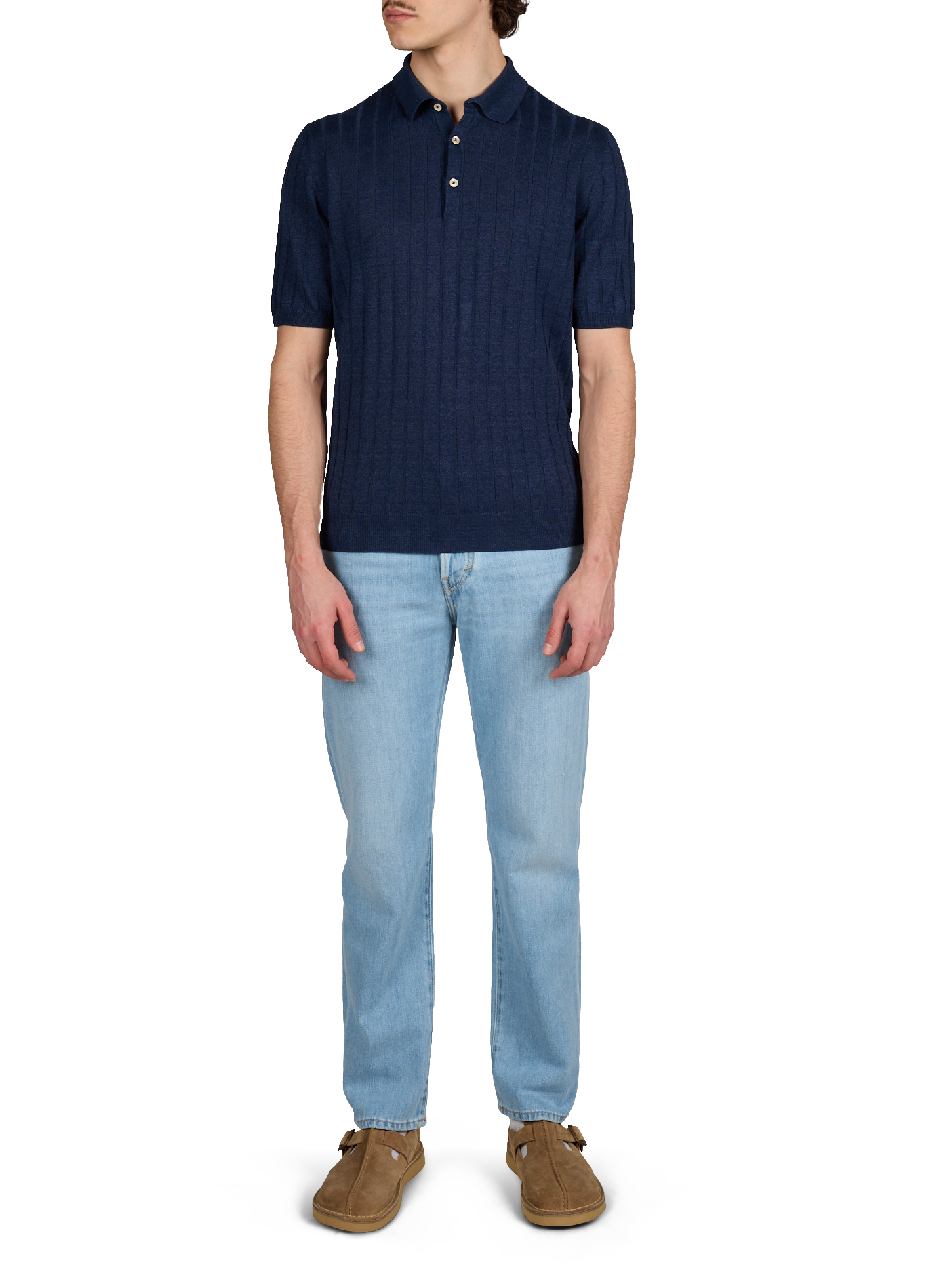 Polo en lin et coton BOGLIOLI Bleu