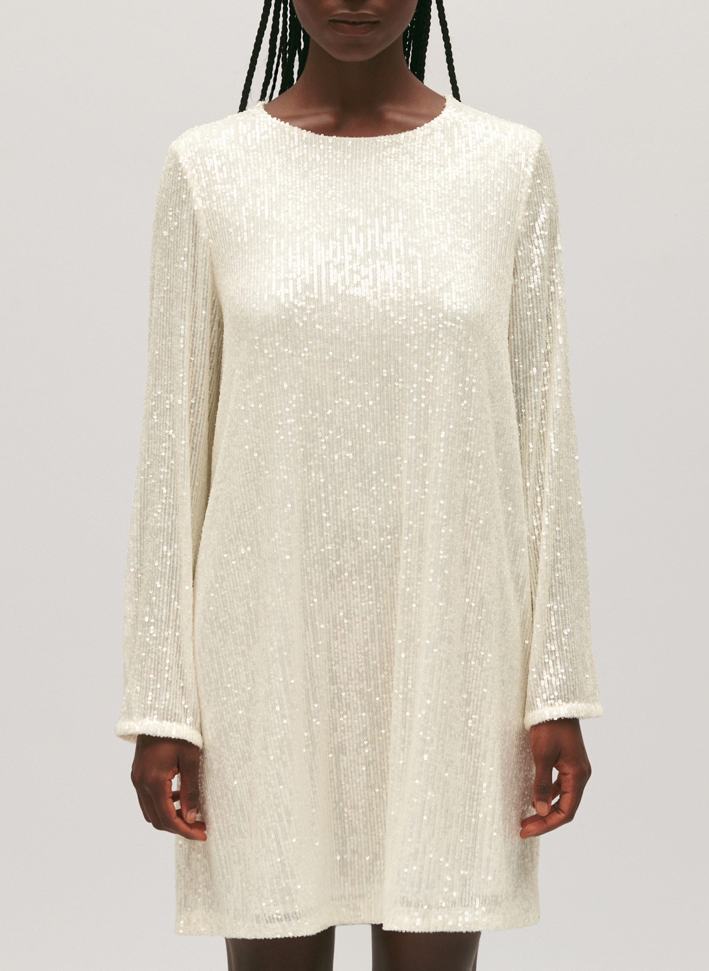 Robe courte col rond à sequins CLAUDIE PIERLOT Beige