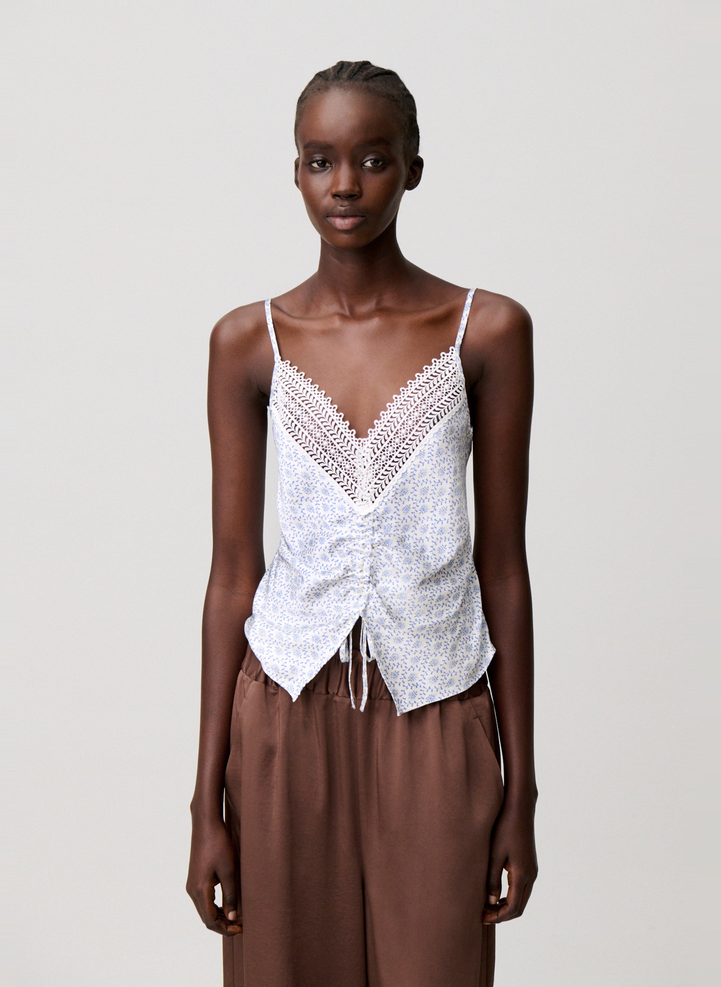 Top court imprimé à bretelles CLAUDIE PIERLOT Multicolore