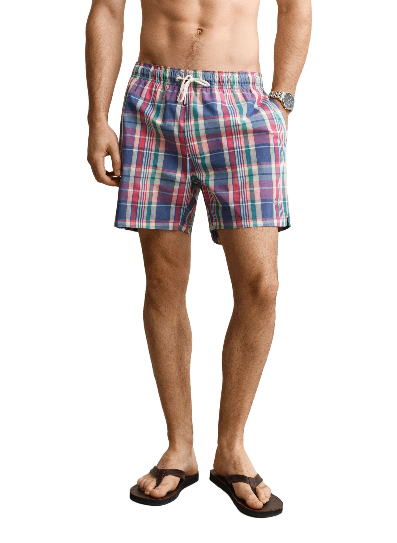 Short da bagno a quadri con logo GANT Rosa