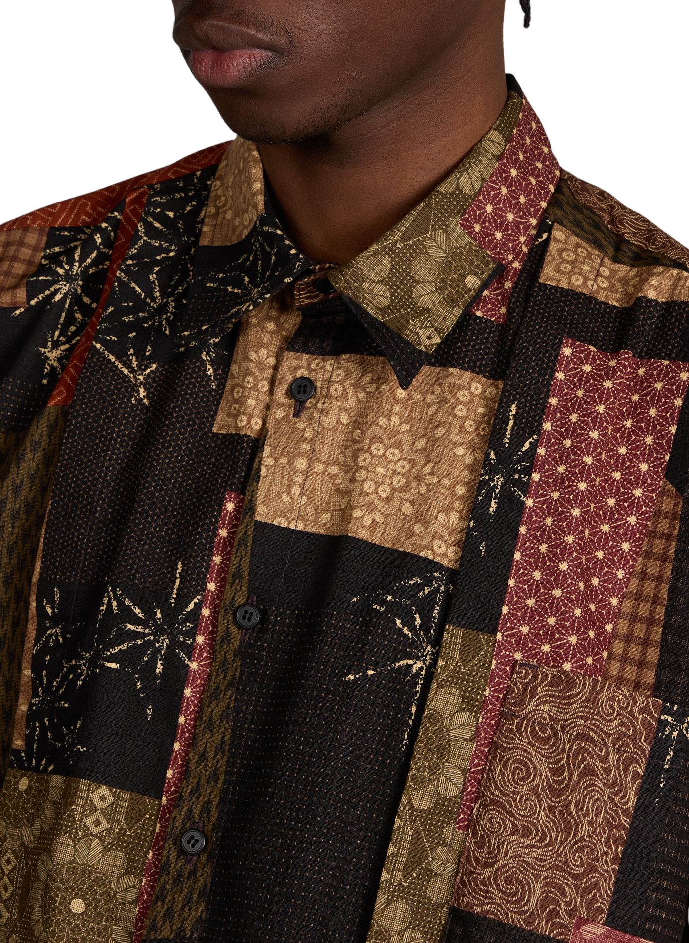 Short-sleeved cotton patchwork shirt WANSIE Multicolour