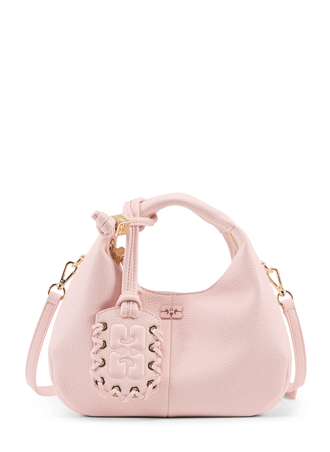 Sac Hobo Mini à étiquette miroir GANNI Rose