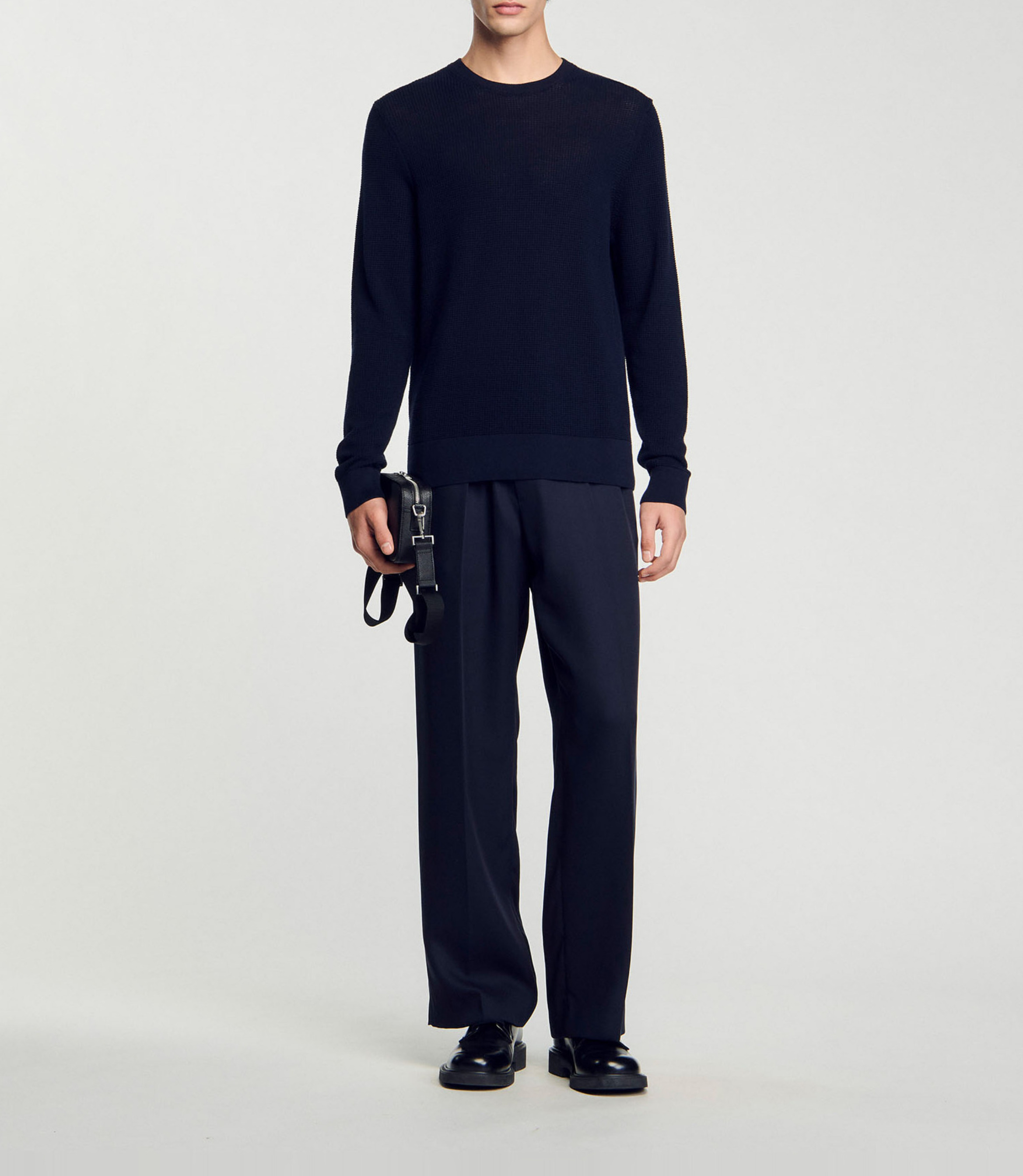 Pull en maille texturée Bleu