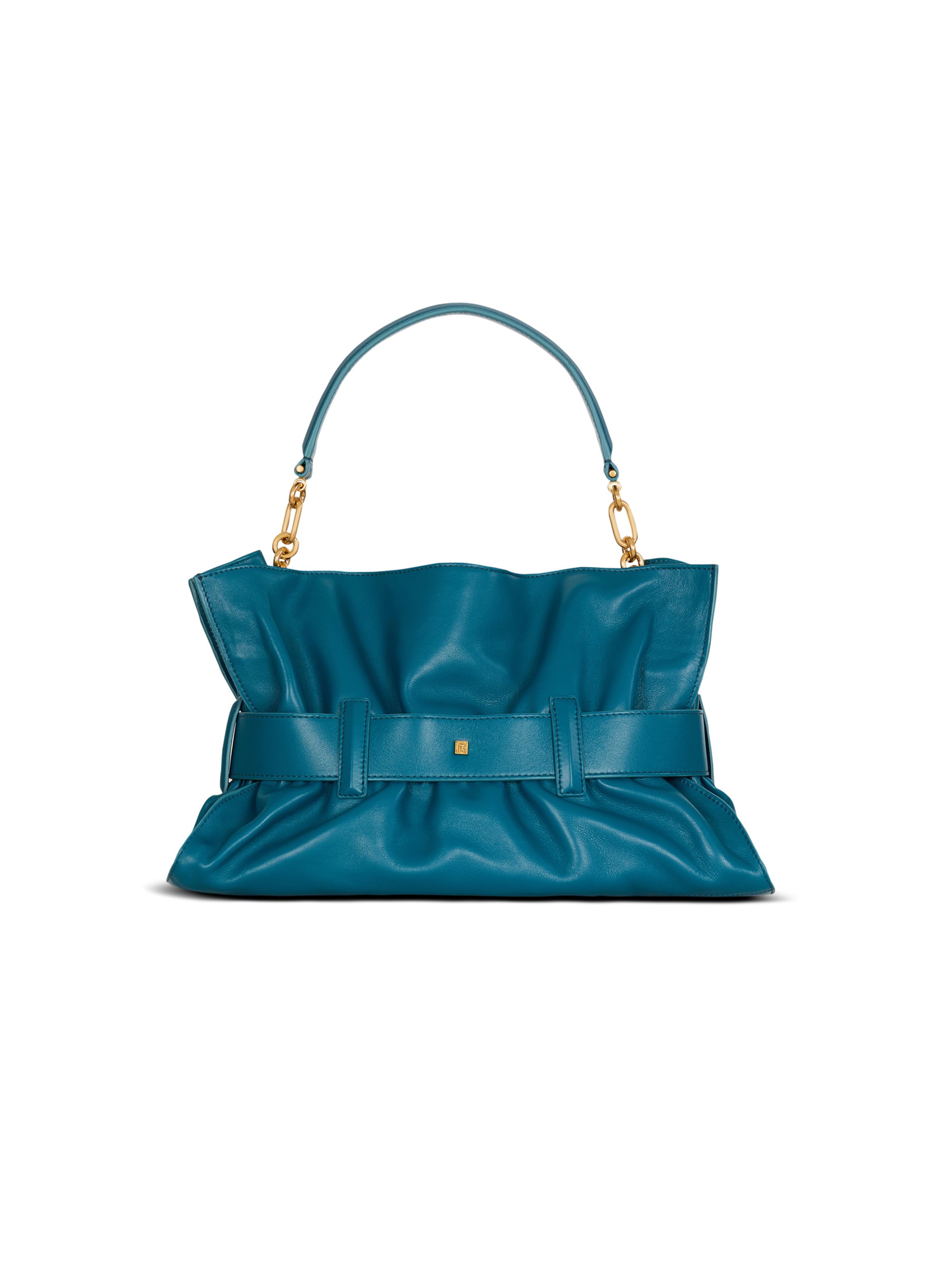 Sac anthem medium en cuir lisse BALMAIN Bleu