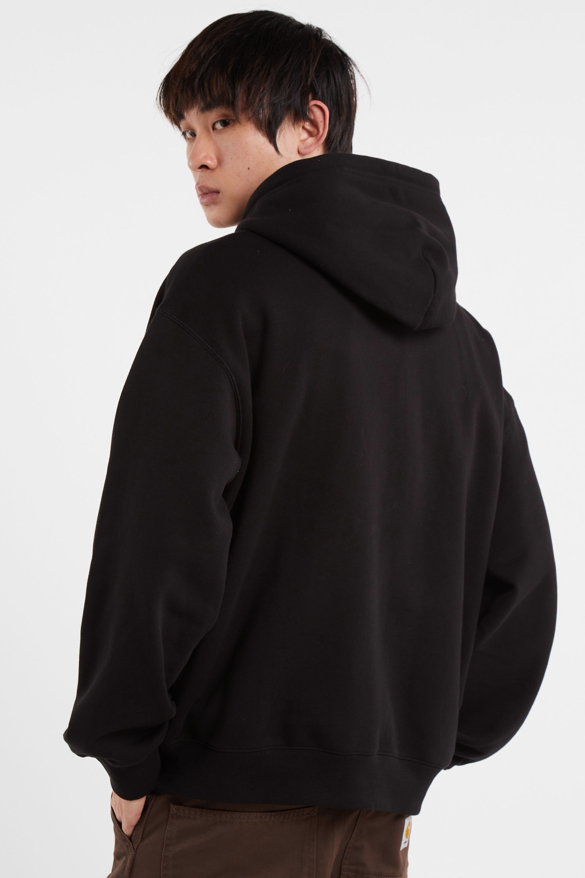 Hoodie zippé hooded wip label sweat jacket CARHARTT WIP Noir