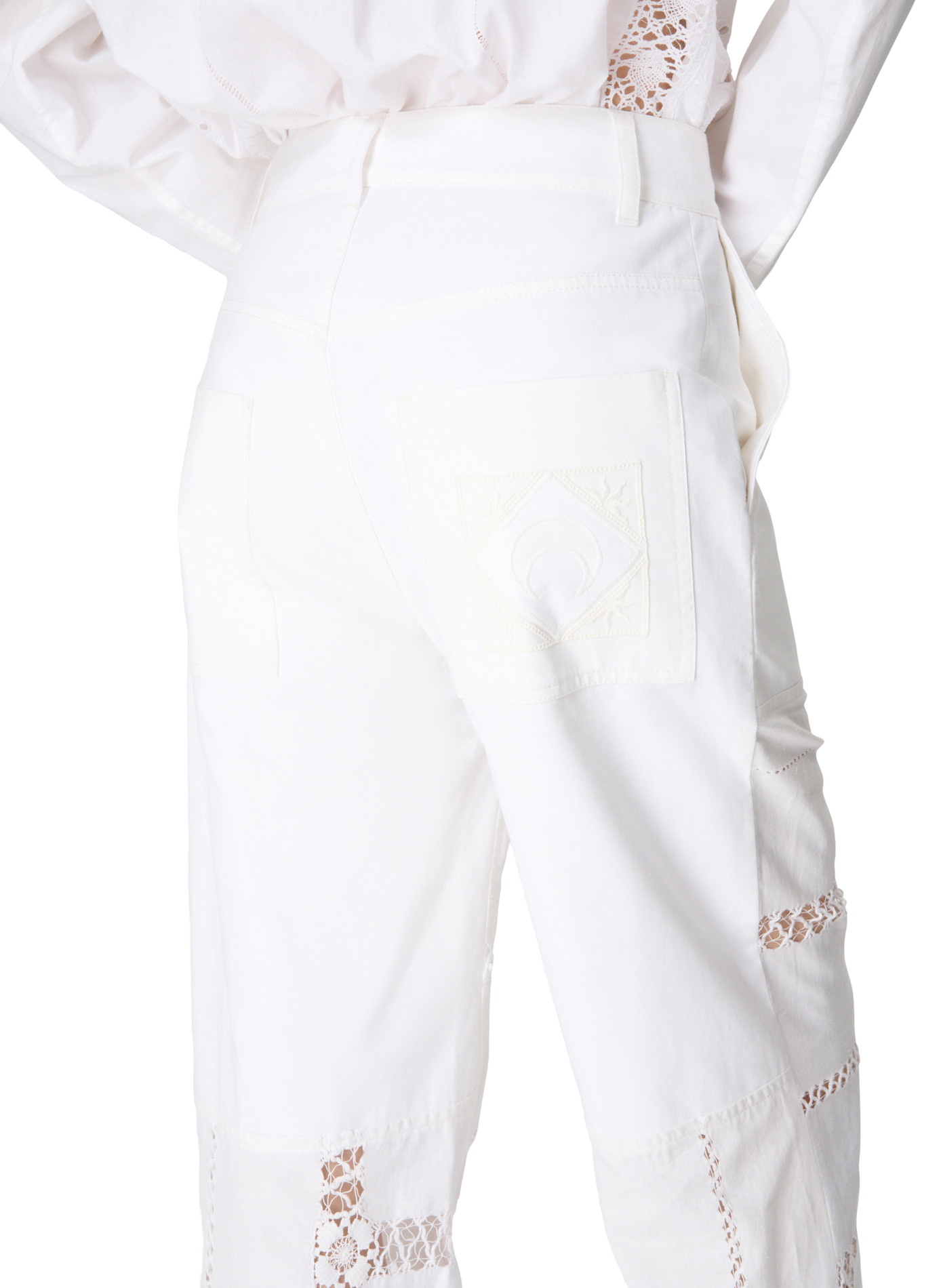 Regenerated household linen straight trousers unisex MARINE SERRE White