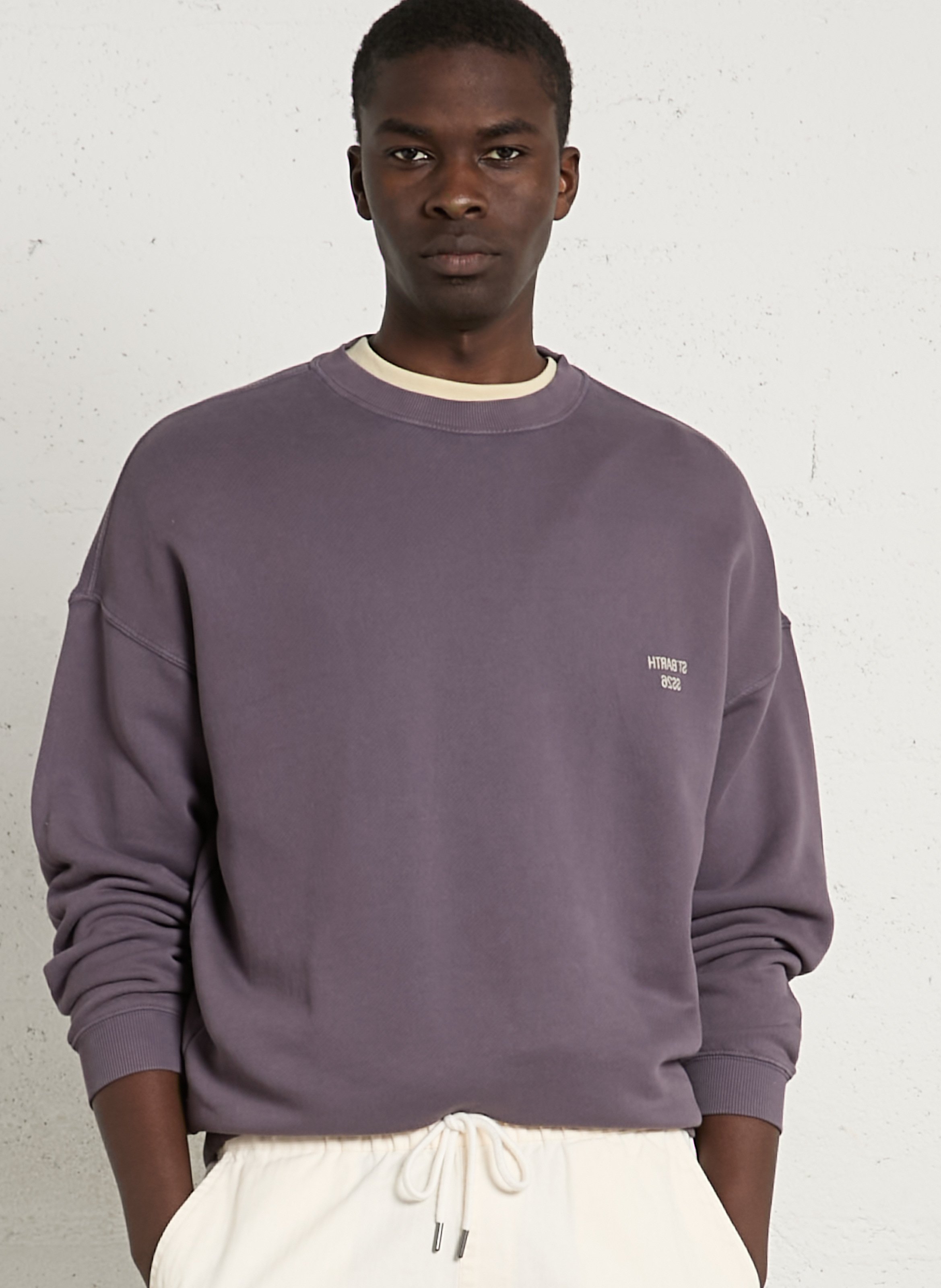Sweat col rond en coton IKKS Violet