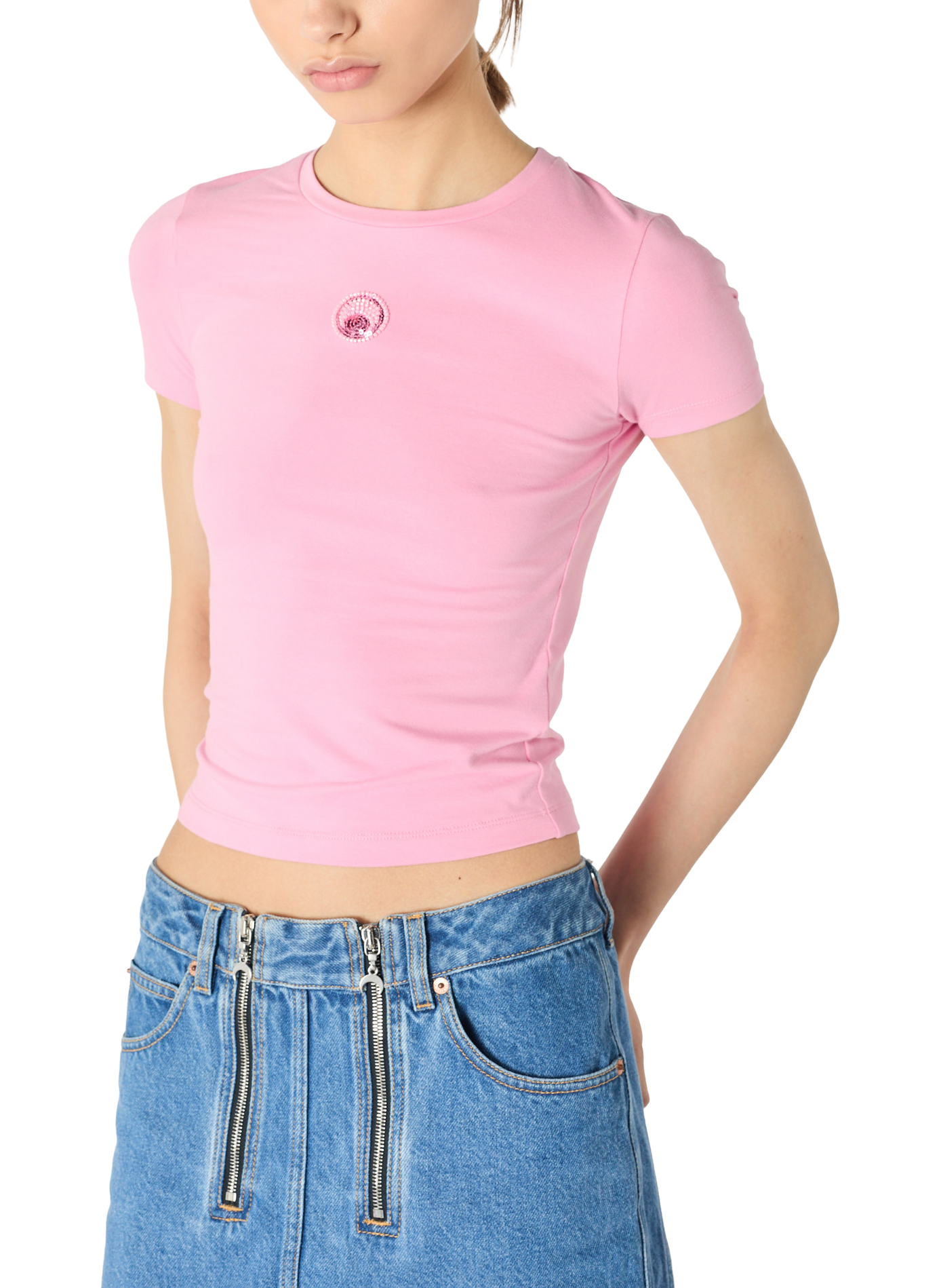 T-shirt baby fit avec logo perle MARINE SERRE Rose