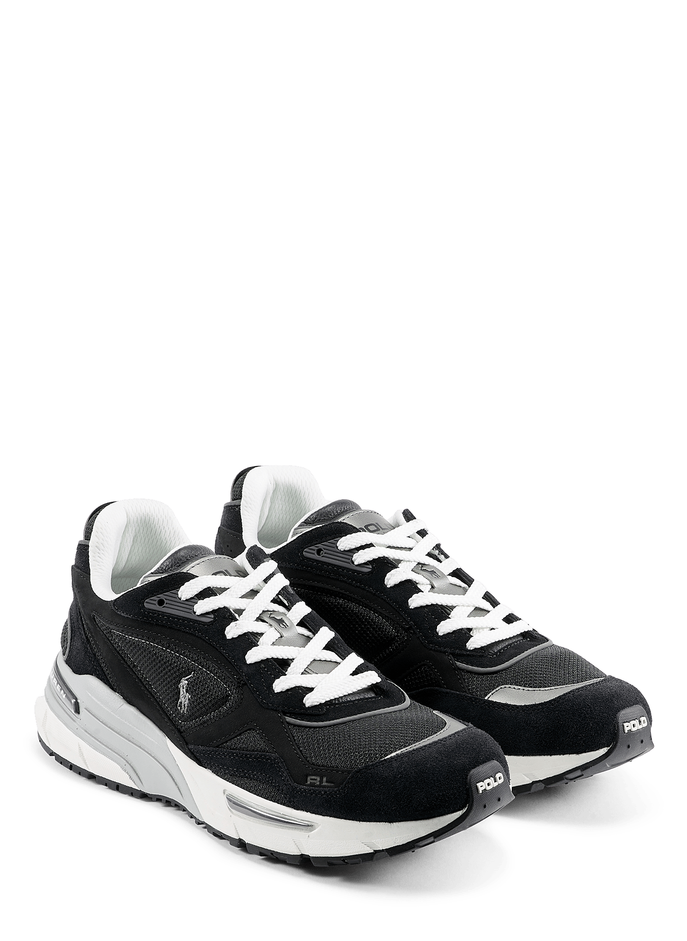 Mixed leather low-top sneakers POLO RALPH LAUREN Black