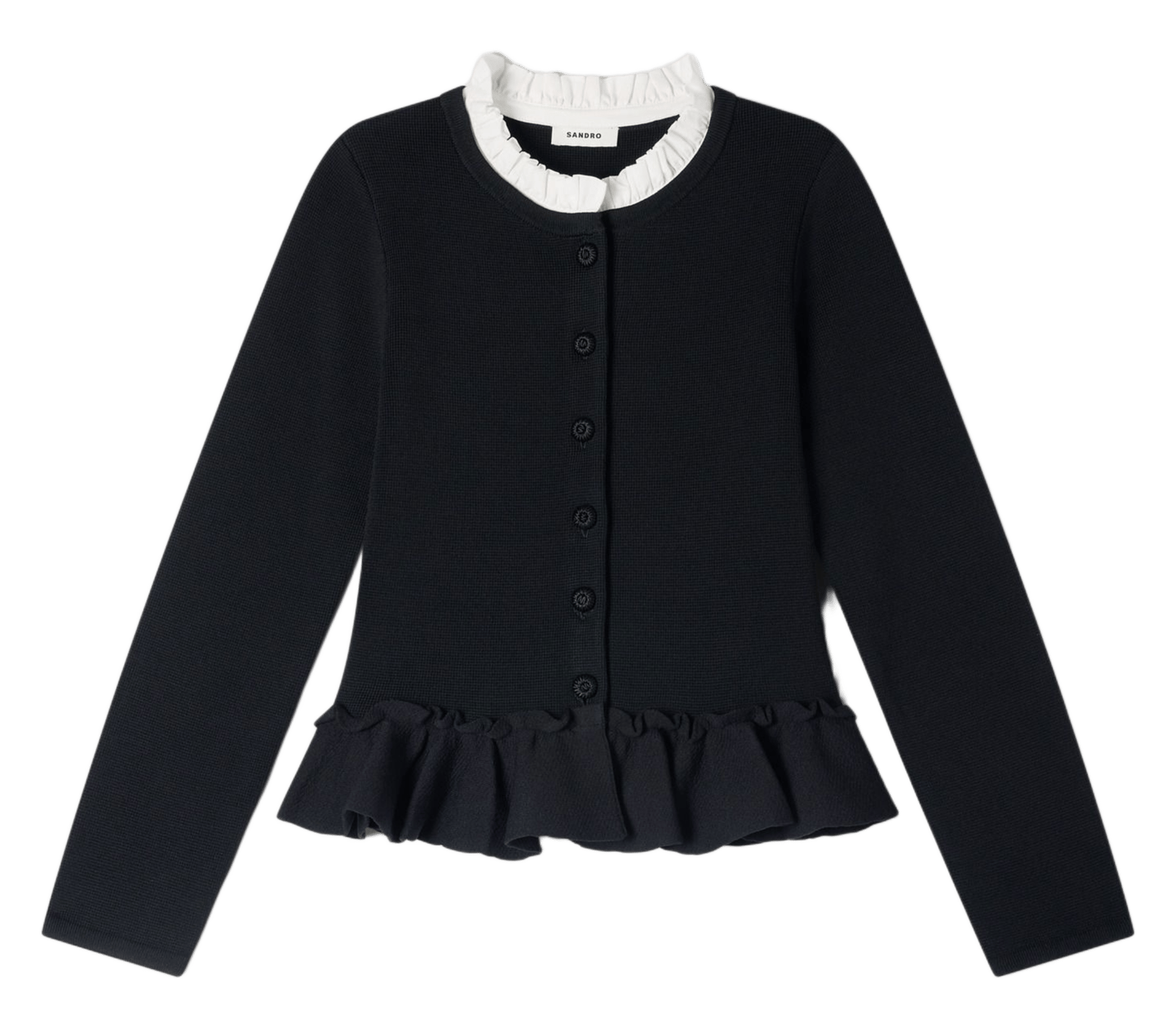 Cardigan cintré col victorien SANDRO Noir