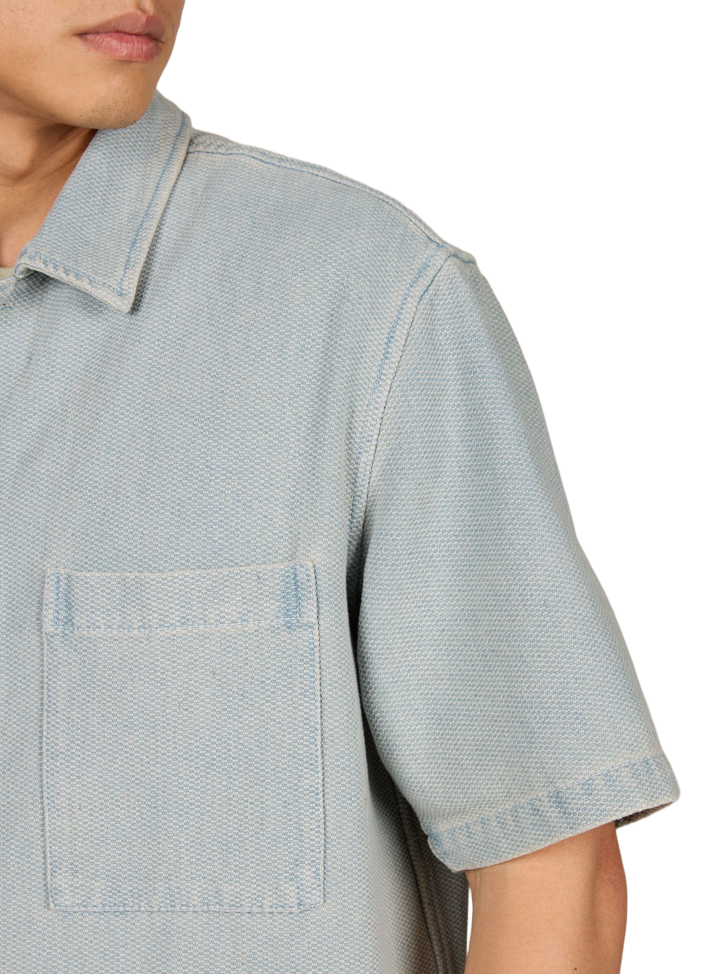 Cotton jacquard denim shirt SAMSOE SAMSOE Blue