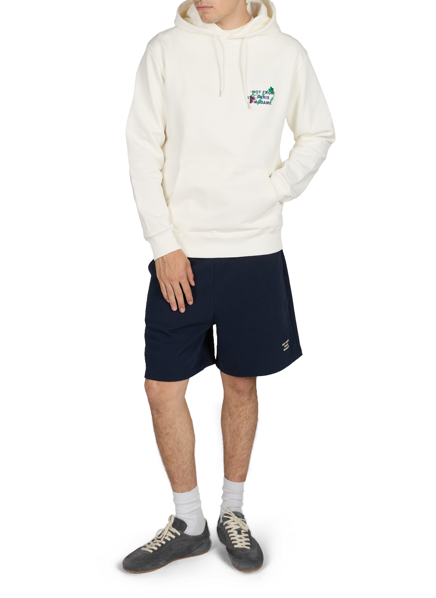 Embroidered hooded sweatshirt DROLE DE MONSIEUR White
