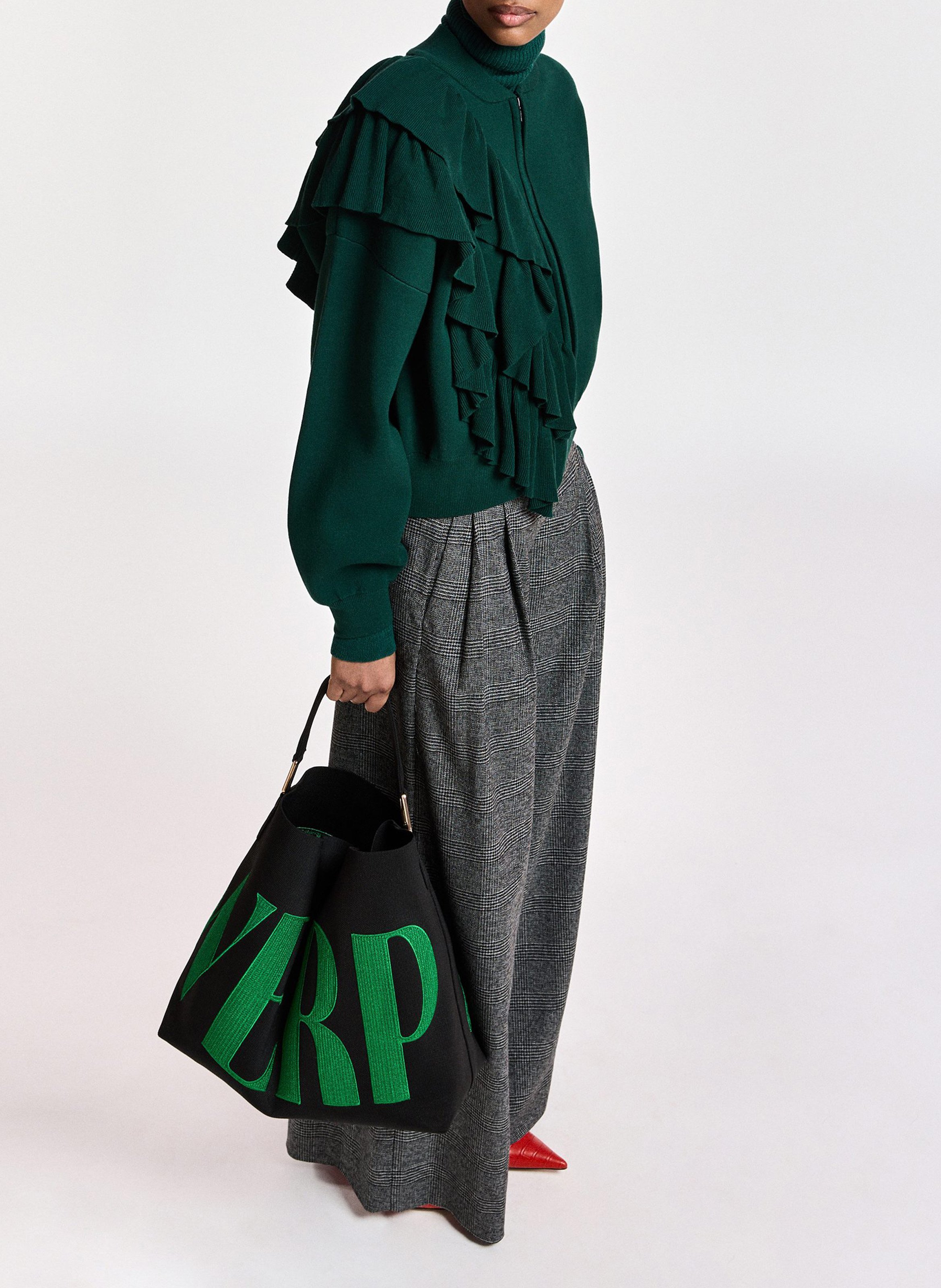 Cardigan oversize à volants kodi ESSENTIEL ANTWERP Vert