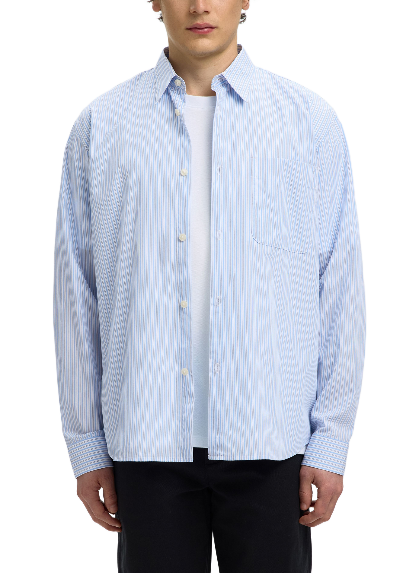Chemise col classique en coton SELECTED Bleu