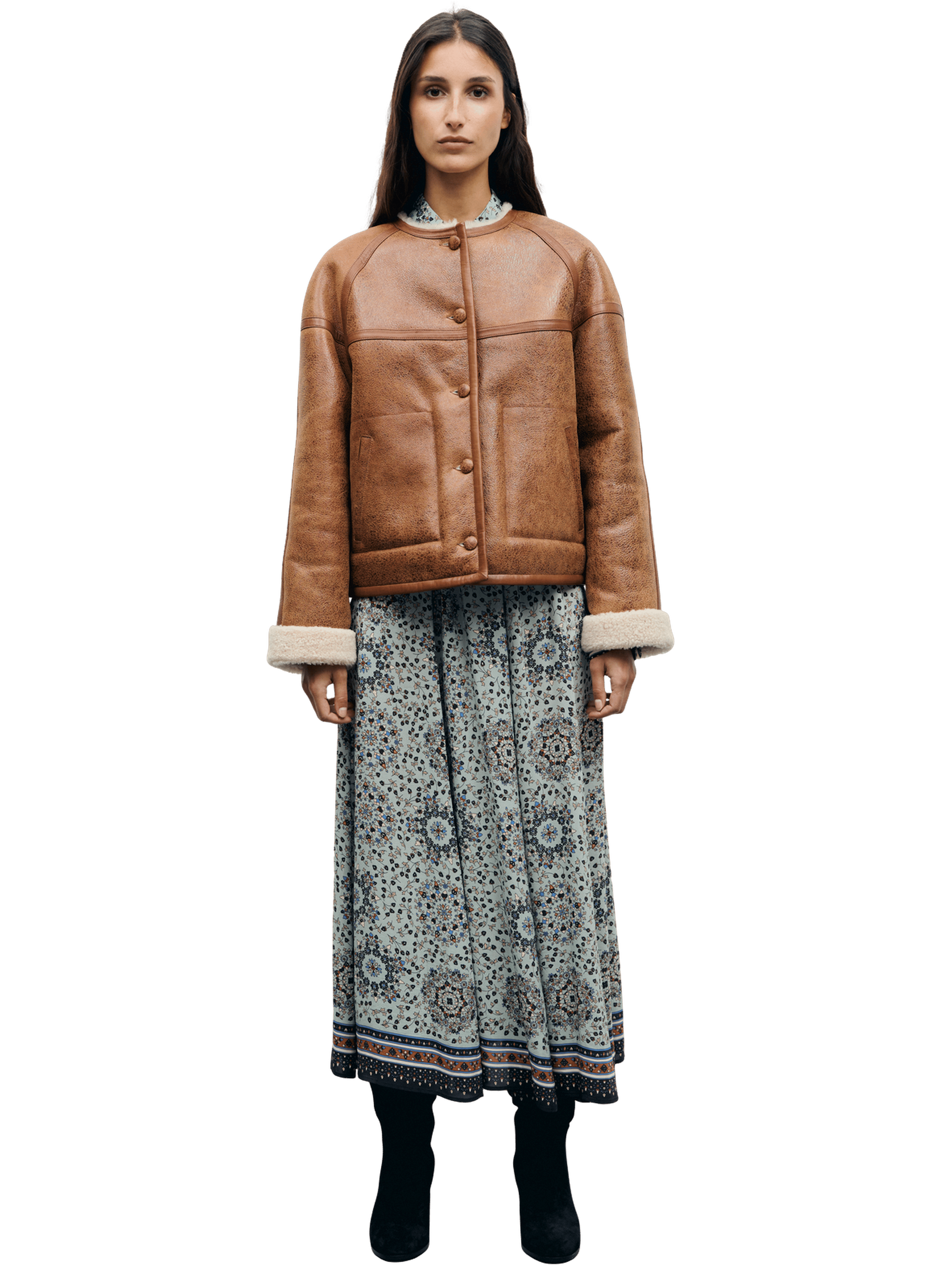 Blouson réversible en peau lainée - fawn GERARD DAREL Beige