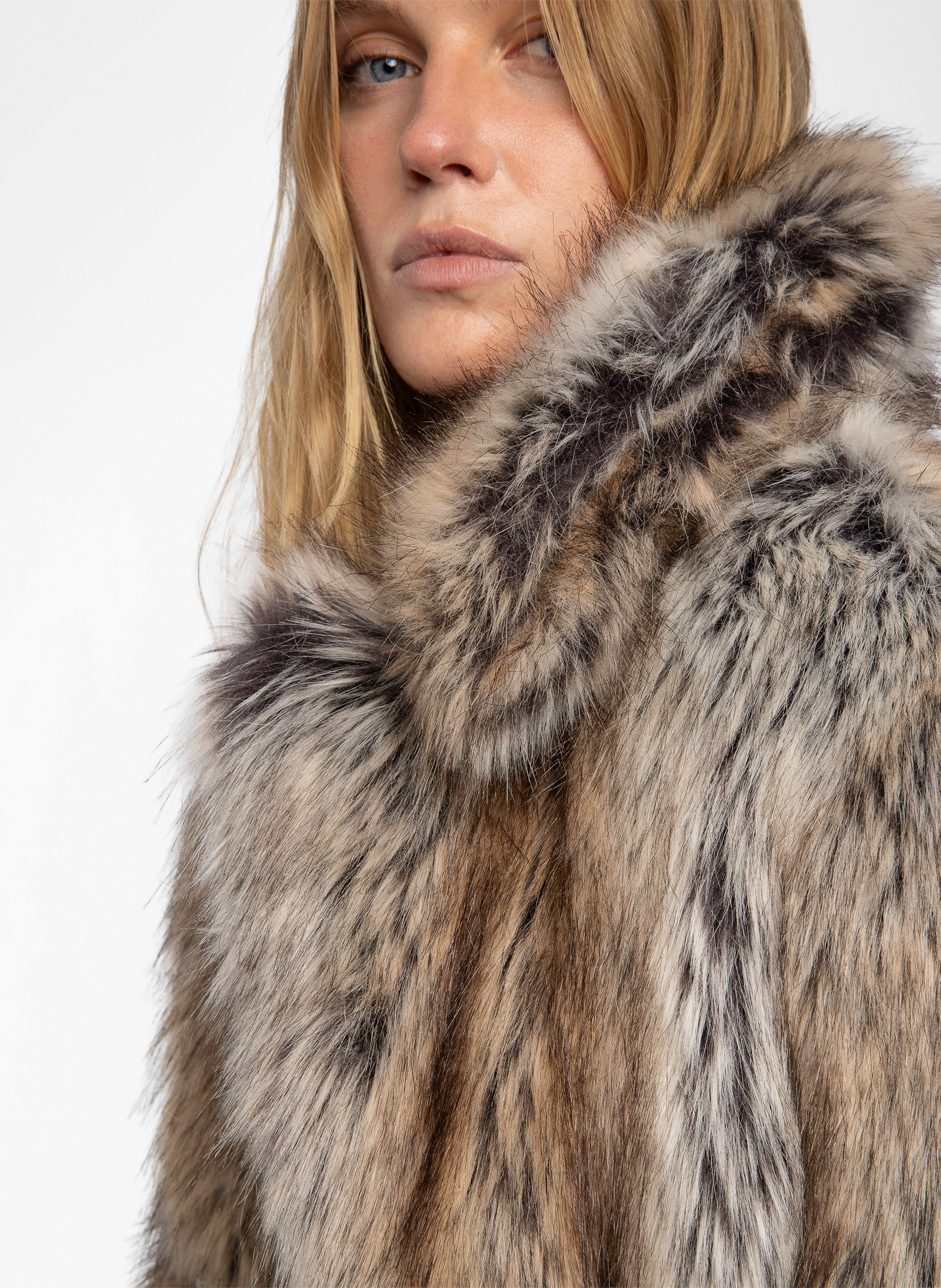 Korte jas met faux bont in dierenprint ZADIG&VOLTAIRE Beige