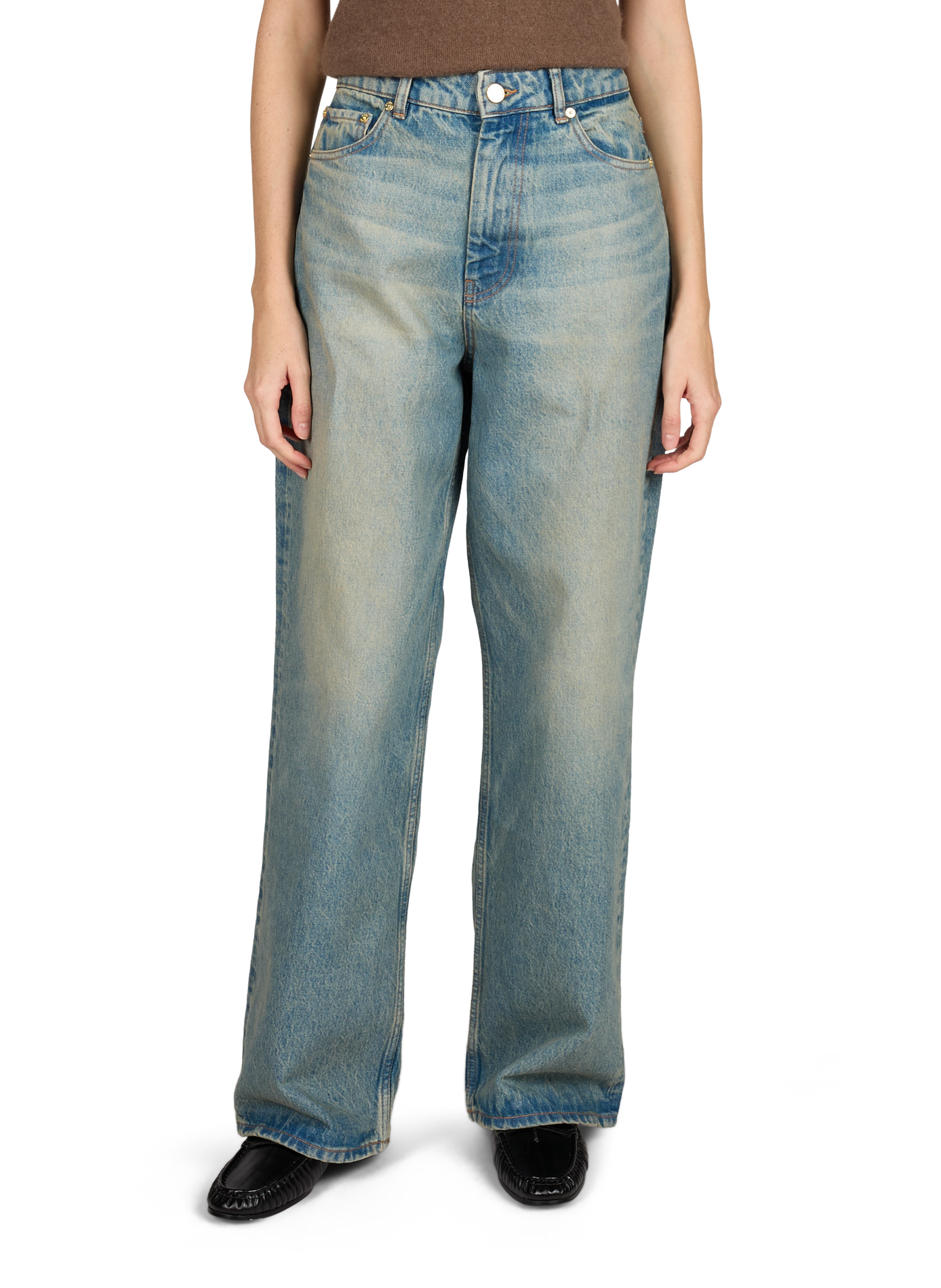 Wide-leg cotton jeans GANNI Blue
