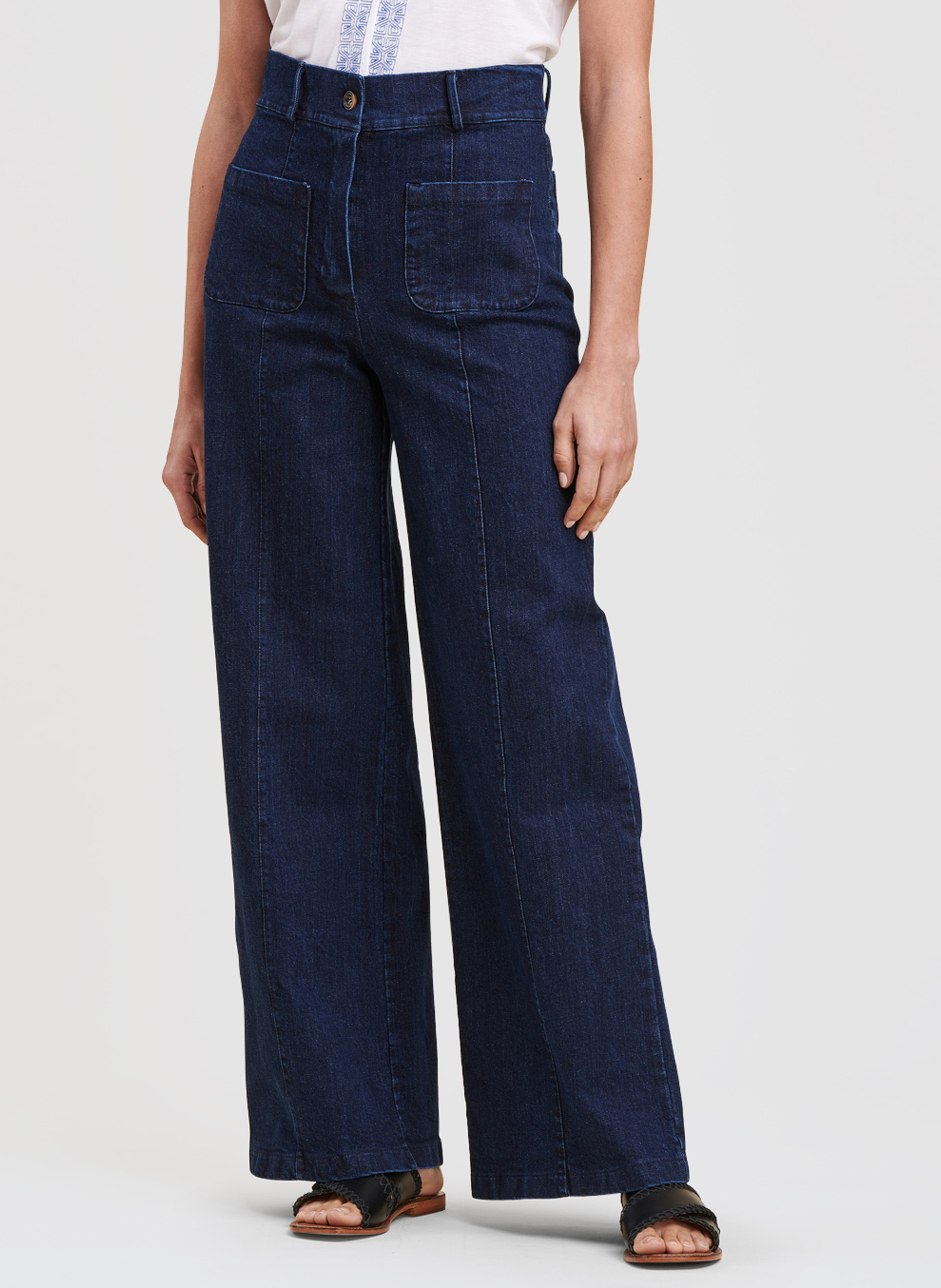 Bootcut-jeans met uitlopende pijpen van katoenmix LA FEE MARABOUTEE Blauw